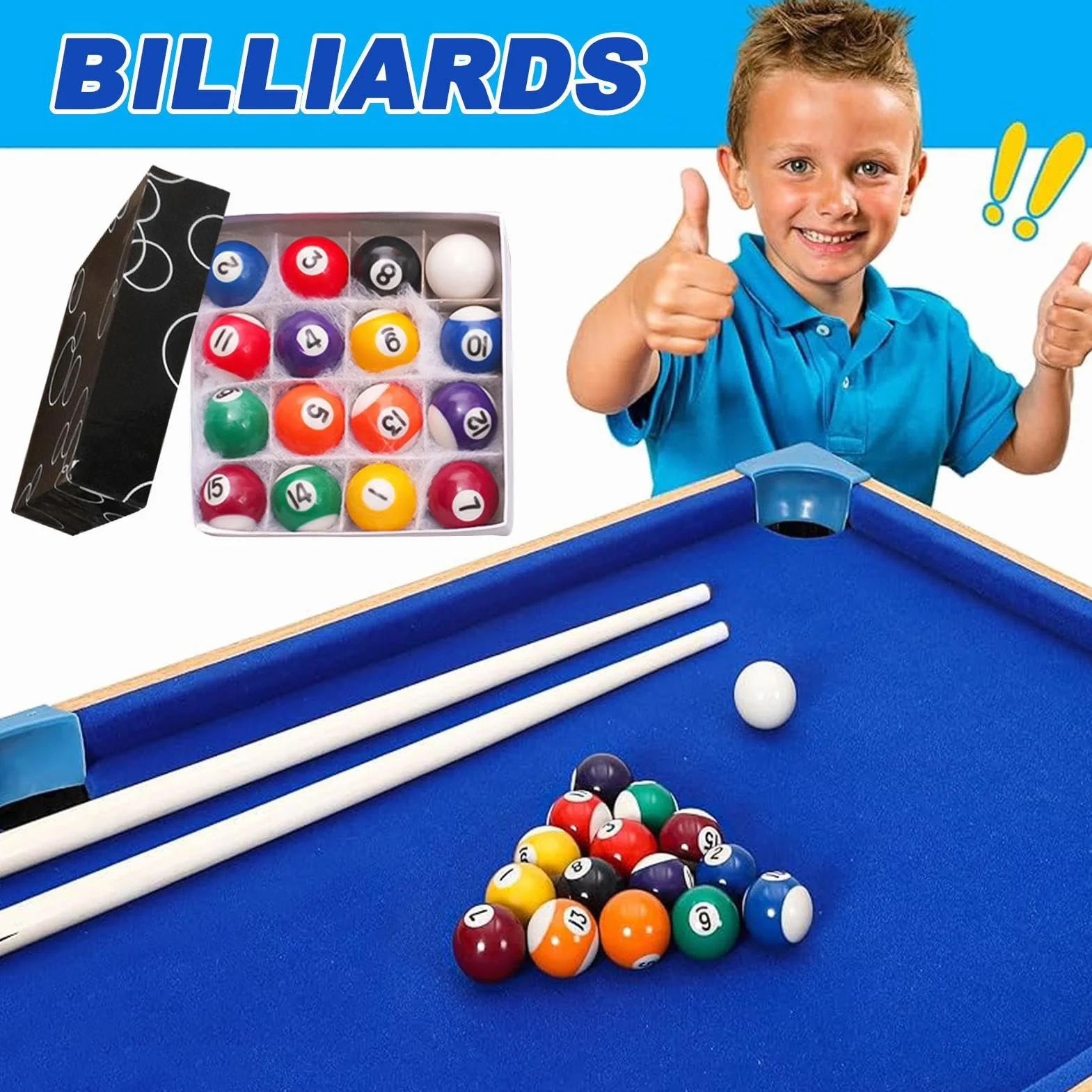 Bolas de Billar 16 Piezas Juego Portátil para Niños Mesa Interior y Exterior