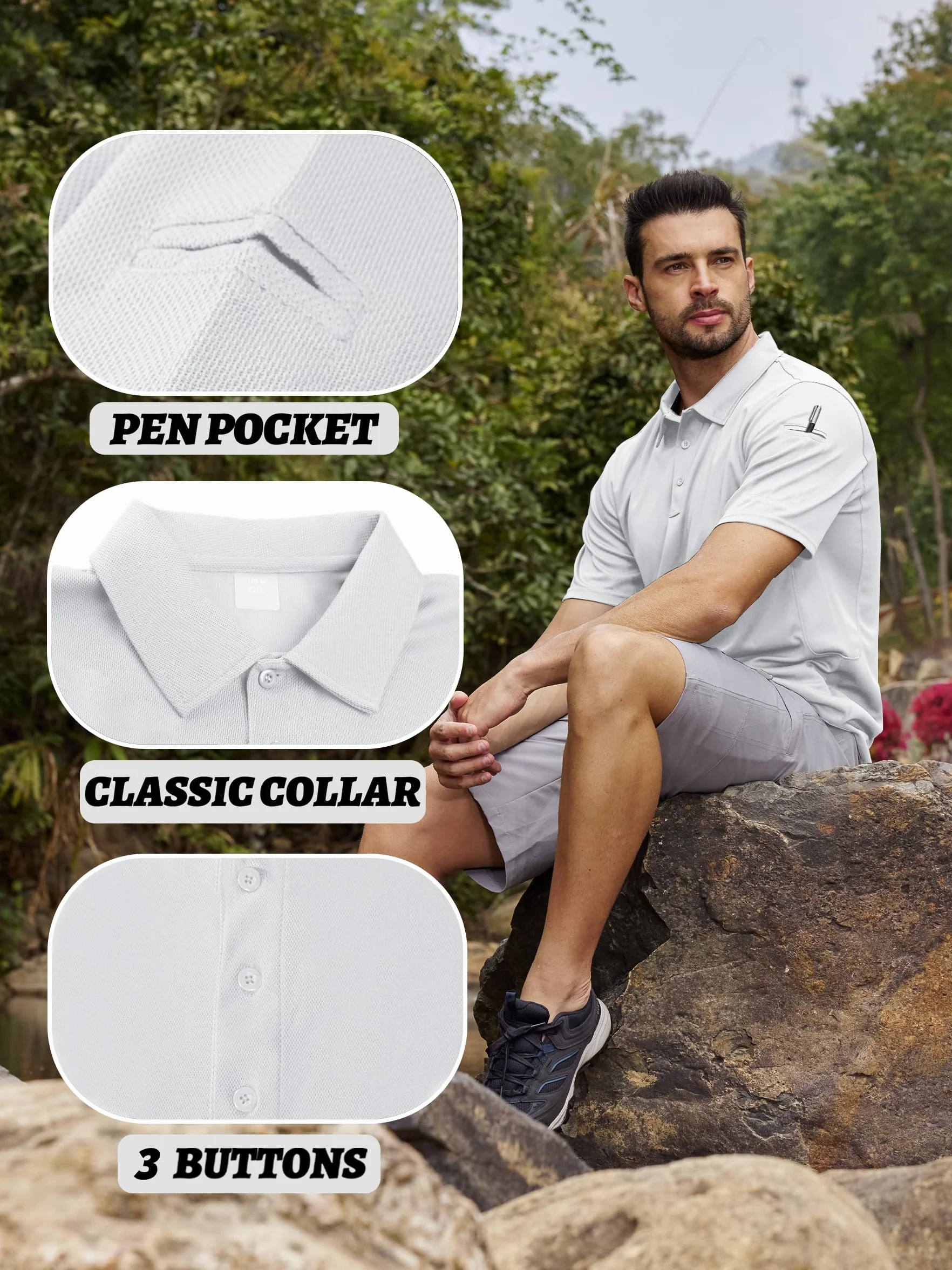 Camisetas de Manga Corta Secado Rápido para Hombre al Aire Libre