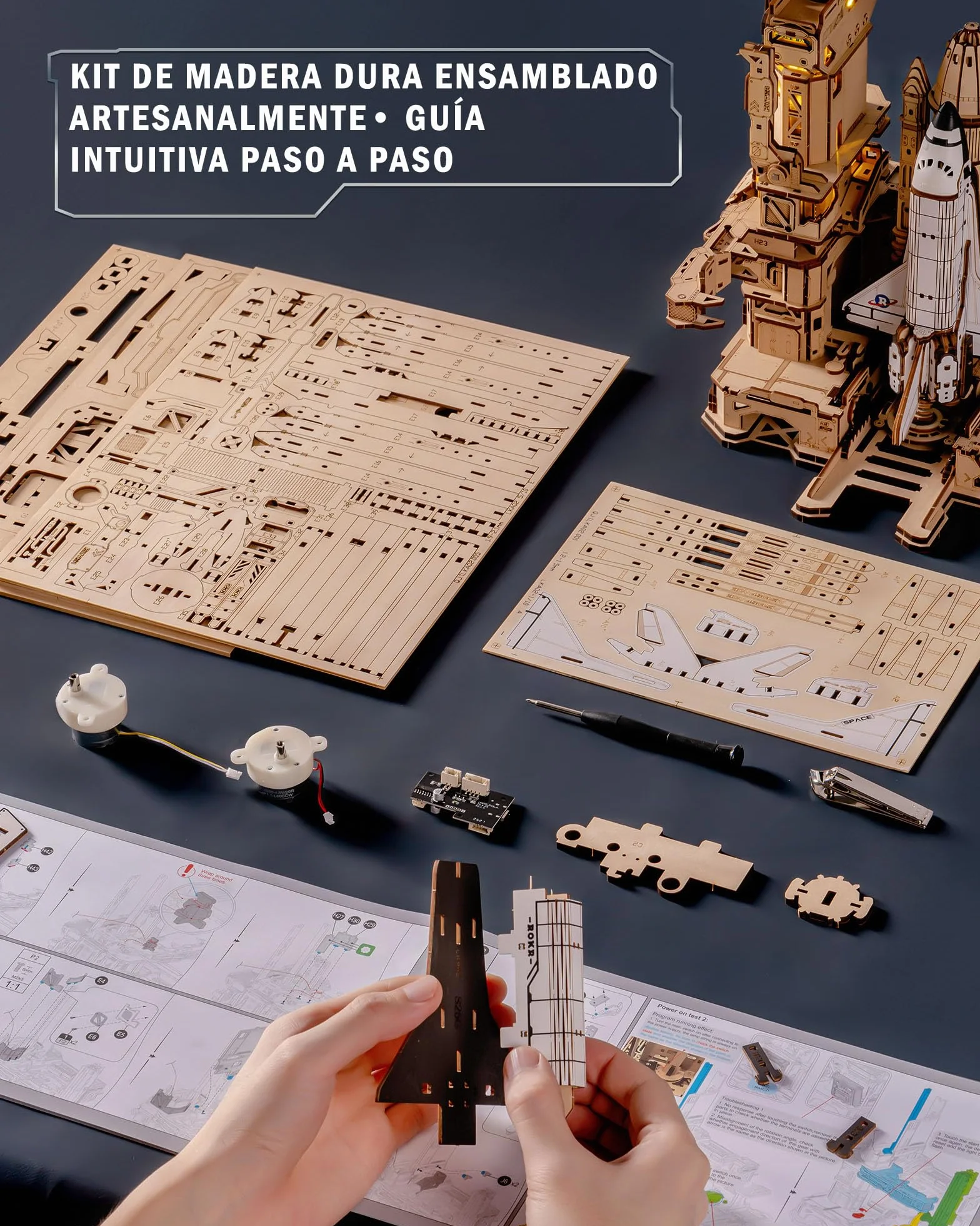ROKR Puzzle 3D Madera Space Shuttle LKA02 Maquetas para Construir Adultos Cohete