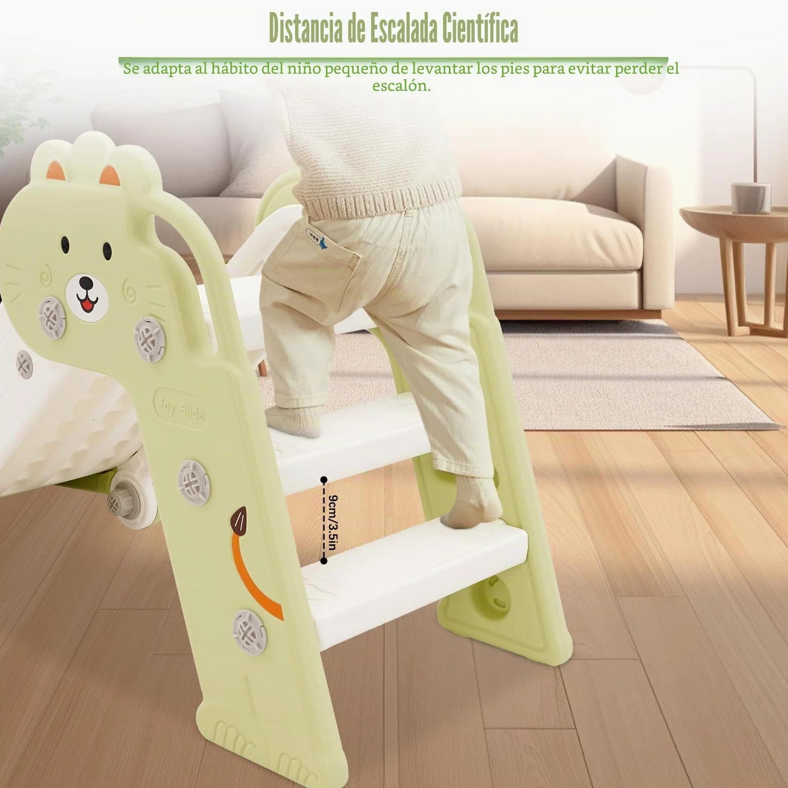 HOMCENT Tobogán para Niños Plegable, para Exteriores e Interiores, para 1-3 años, tobogán de jardín para niños, Esquinas Redondeadas, Ahorra Espacio, 111x54x37 cm, Verde