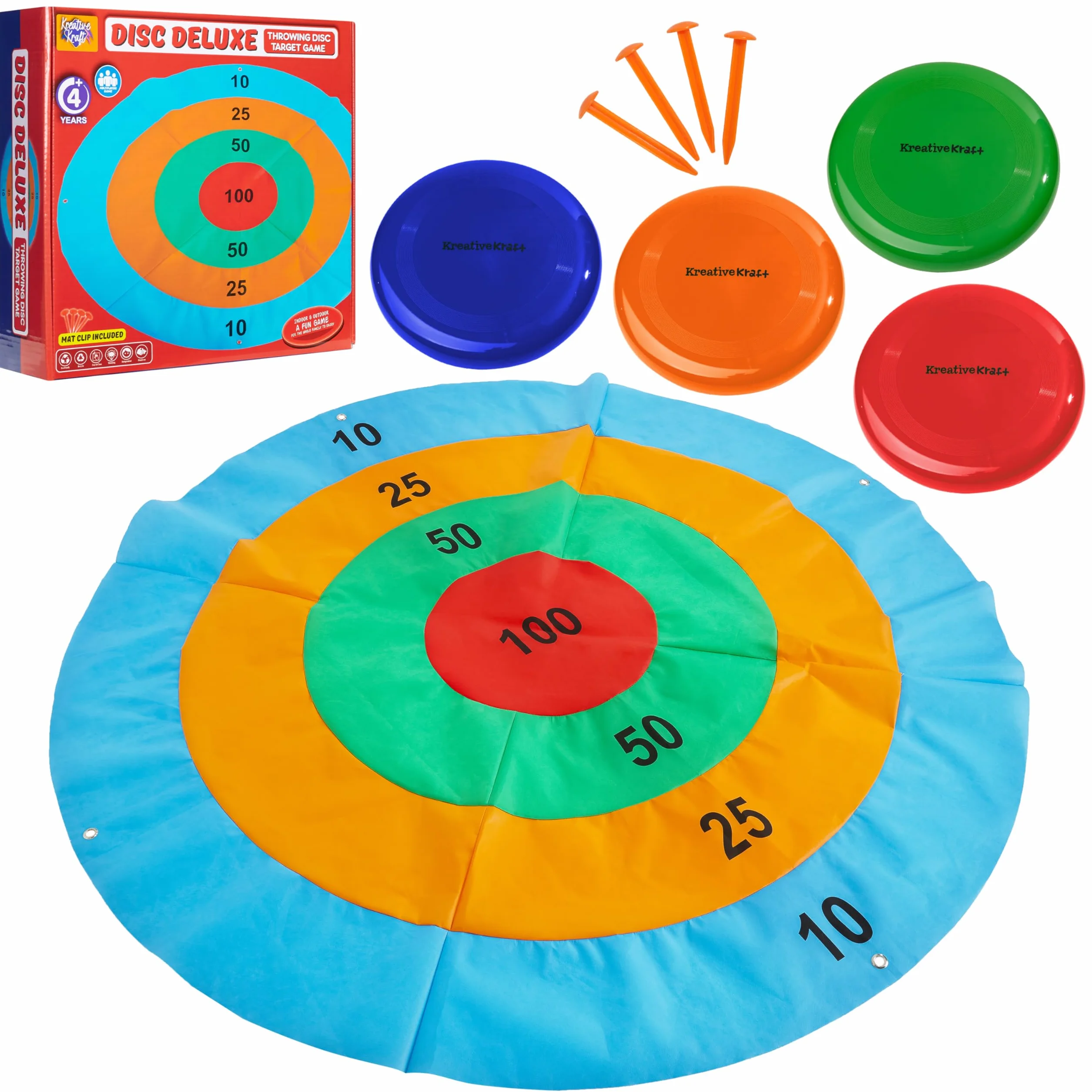 KreativeKraft Juegos Infantiles Juegos Exterior Niños Familia Adultos para Fiesta Cumpleaños Jardin Aire Libre Sacos para Carreras Ring Toss Game (Disc Toss)