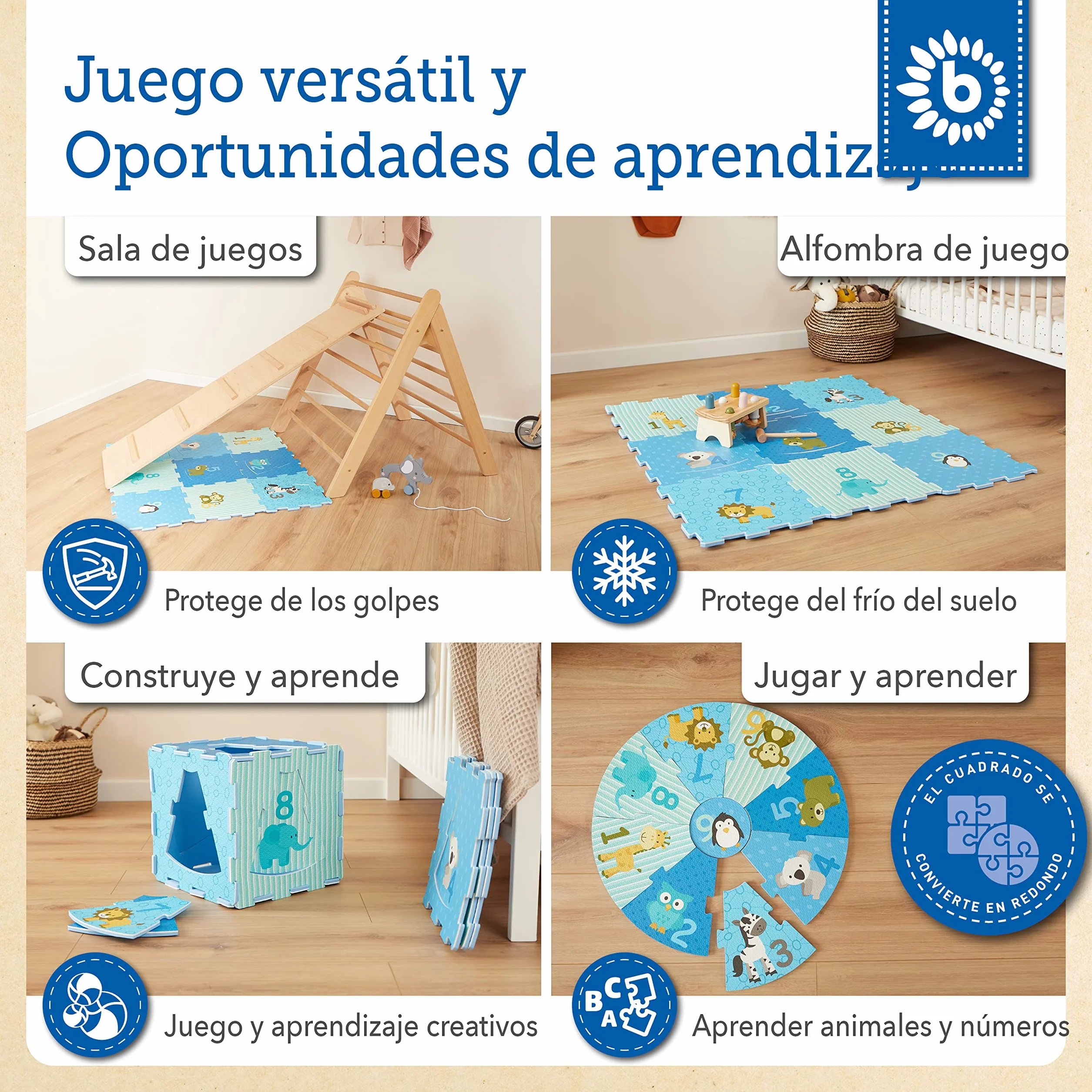 Bieco Alfombra Puzzle Bebé Acolchada Grande Goma EVA Suelo Infantil