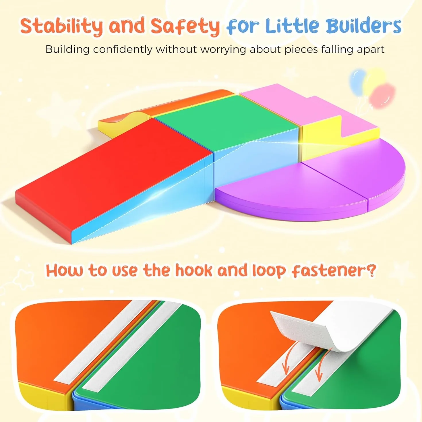 6 Bloques de construcción de Espuma para niños, no tóxicos e inodoros con Funda Antideslizante, Bloques de Escalada para Interiores y Paisaje de Cangrejo para bebés y niños pequeños