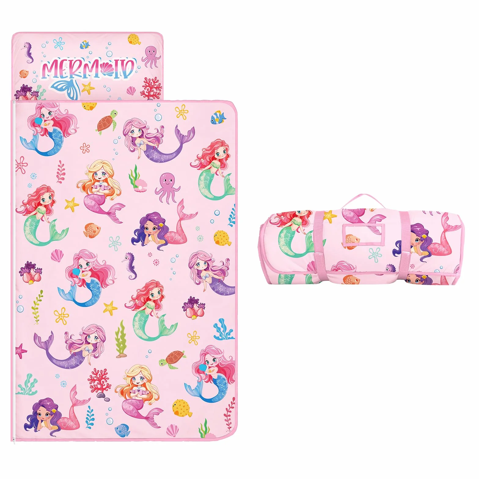 decalsweet Saco de Dormir para Niños con Almohada y Manta Extra Gruesa Grande 2 en 1, Alfombrilla de Siesta para Niñas y Niños, Bolsa de Dormir Bebés para Preescolar Viajes Camping