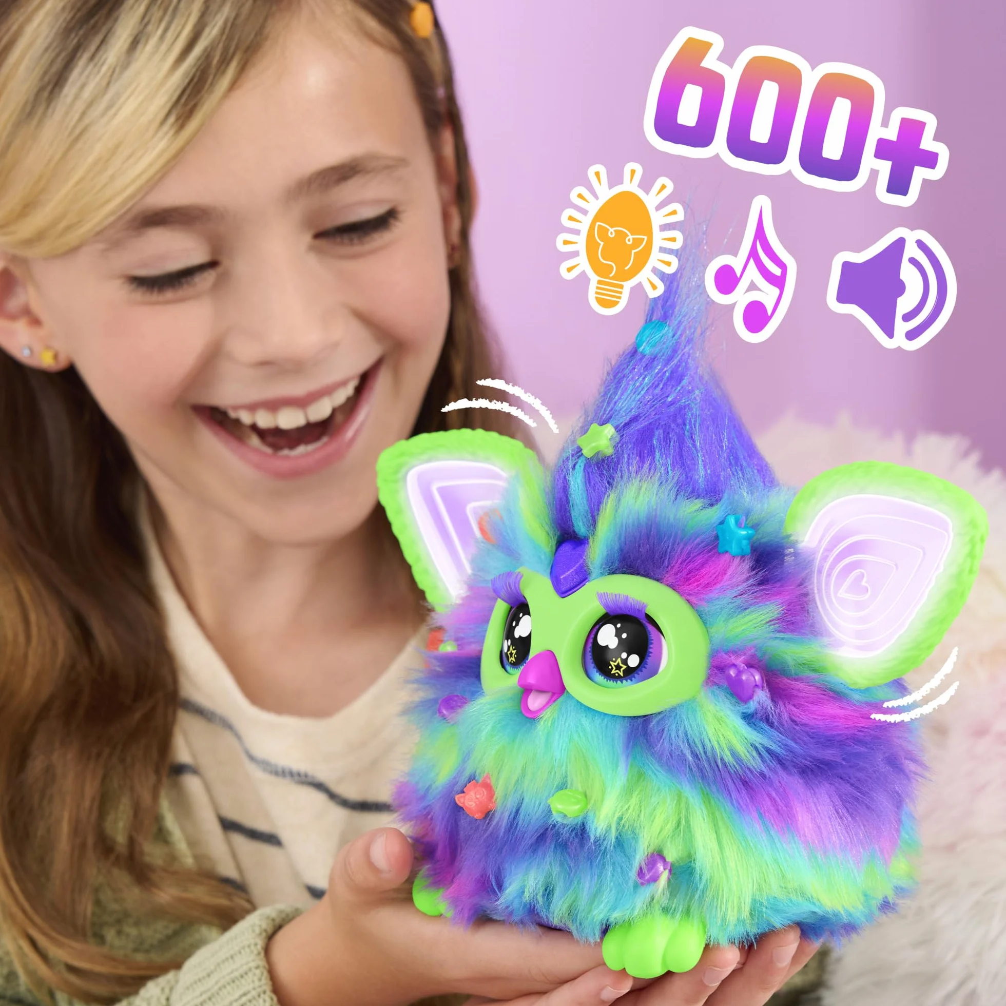 Furby Galaxy, Juguete de Peluche Interactivo Que Brilla en la Oscuridad - Versión en Español, Juguete Electrónico para Niñas y Niños, Regalo de Papá Noel y Reyes Magos