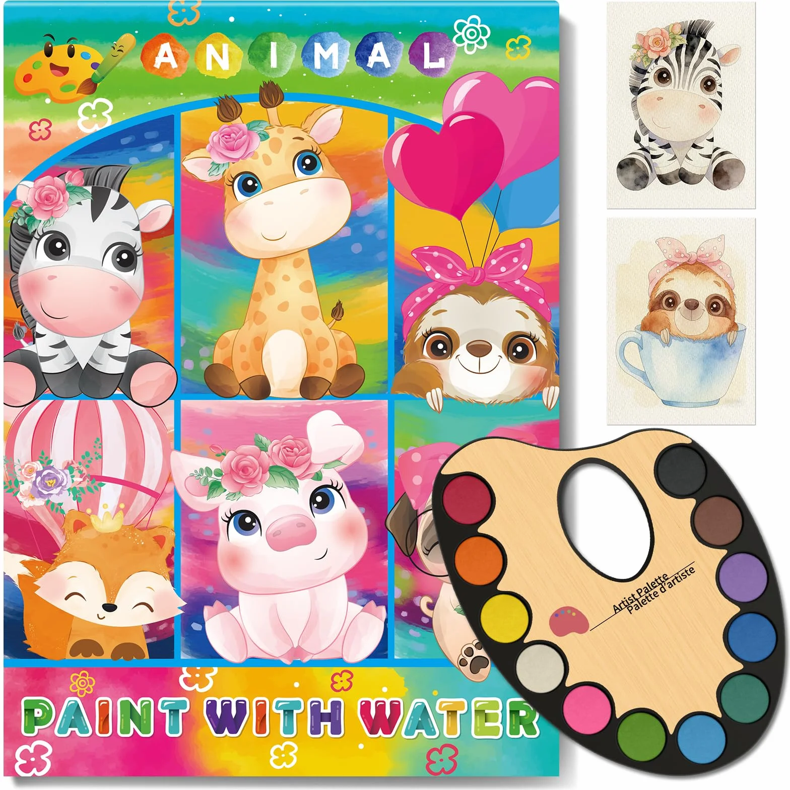 Elfew Pintura con Acuarelas para Ninos de 4 A 8 Anos, Libro para Colorear con Acuarelas, Juego de Acuarelas, Regalos para Niñas y Niños