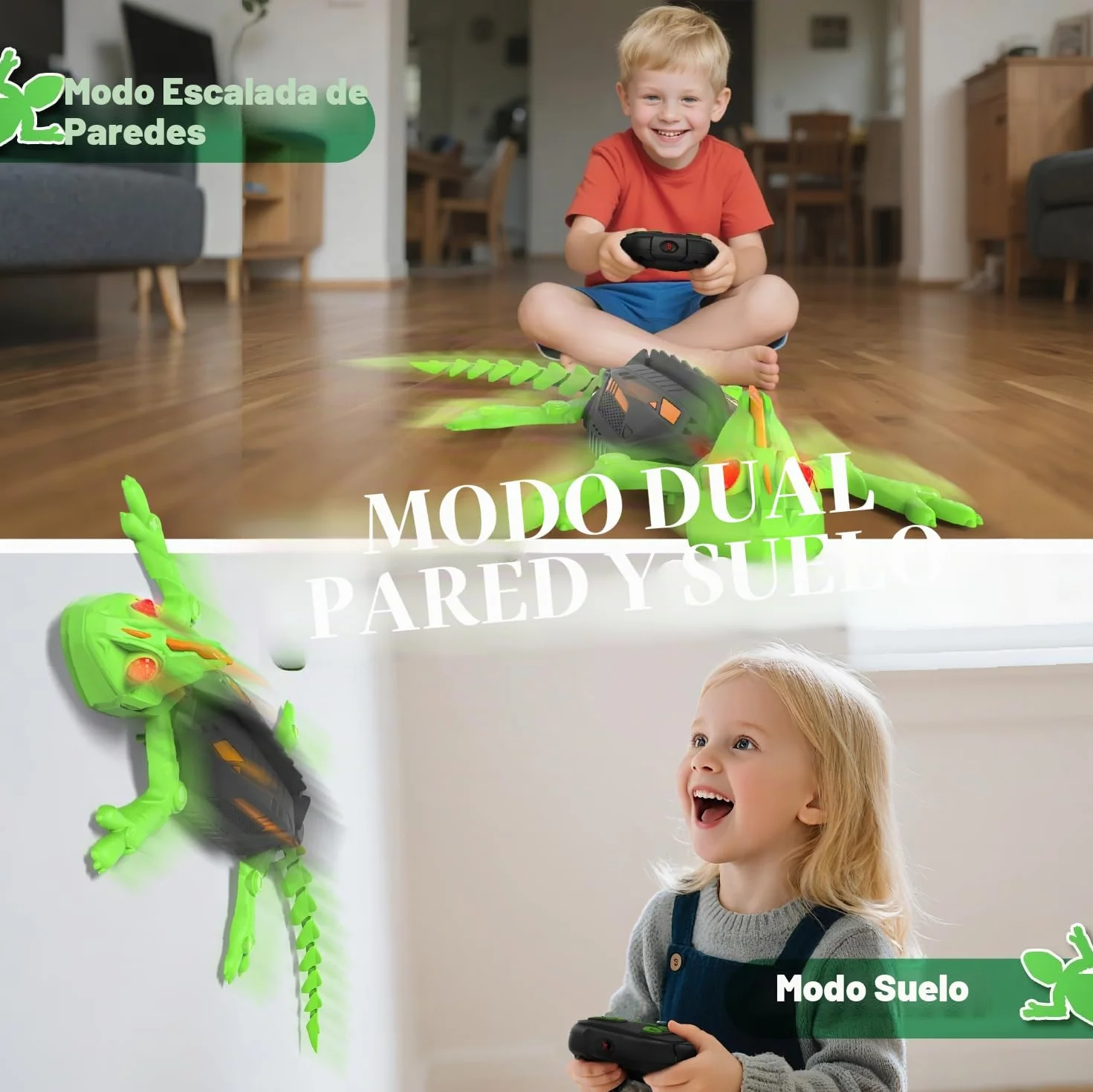 snookids Lagarto Teledirigido, Lagartija Teledirigida Gecko Radio Control Robot Juguete con Ojos LED Brillantes Movimientos Realistas, Regalos Fiesta de Cumpleaños Niños y Niñas de 3, 4, 5, 6, 7 y 8+