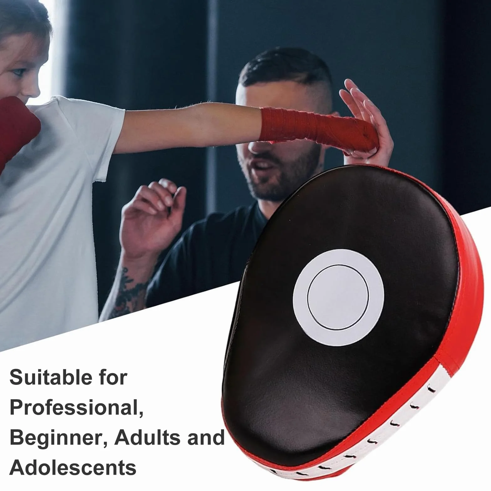 Manoplas de Kickboxing Arco Piel Sintética Engrosada Espuma Gruesa Acolchada Almohadillas Ajustables Muay Thai