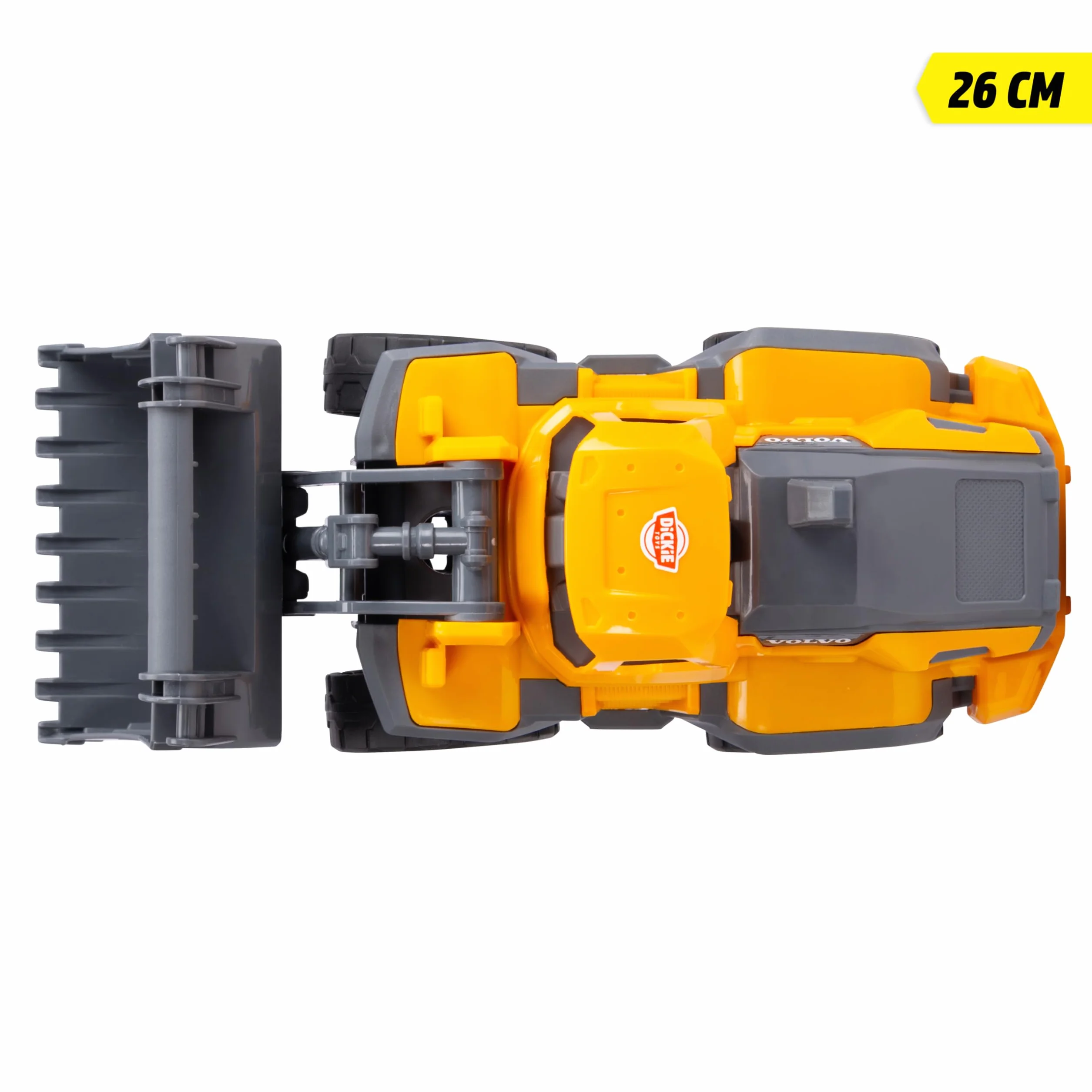 Dickie, Volvo FMX Pala Excavadora 26 cm con Rueda Libre, Pala Frontal móvil Manual, cucharón Grande inclinable, Cabina Abierta, Licencia Volvo, 3 años (203724010)