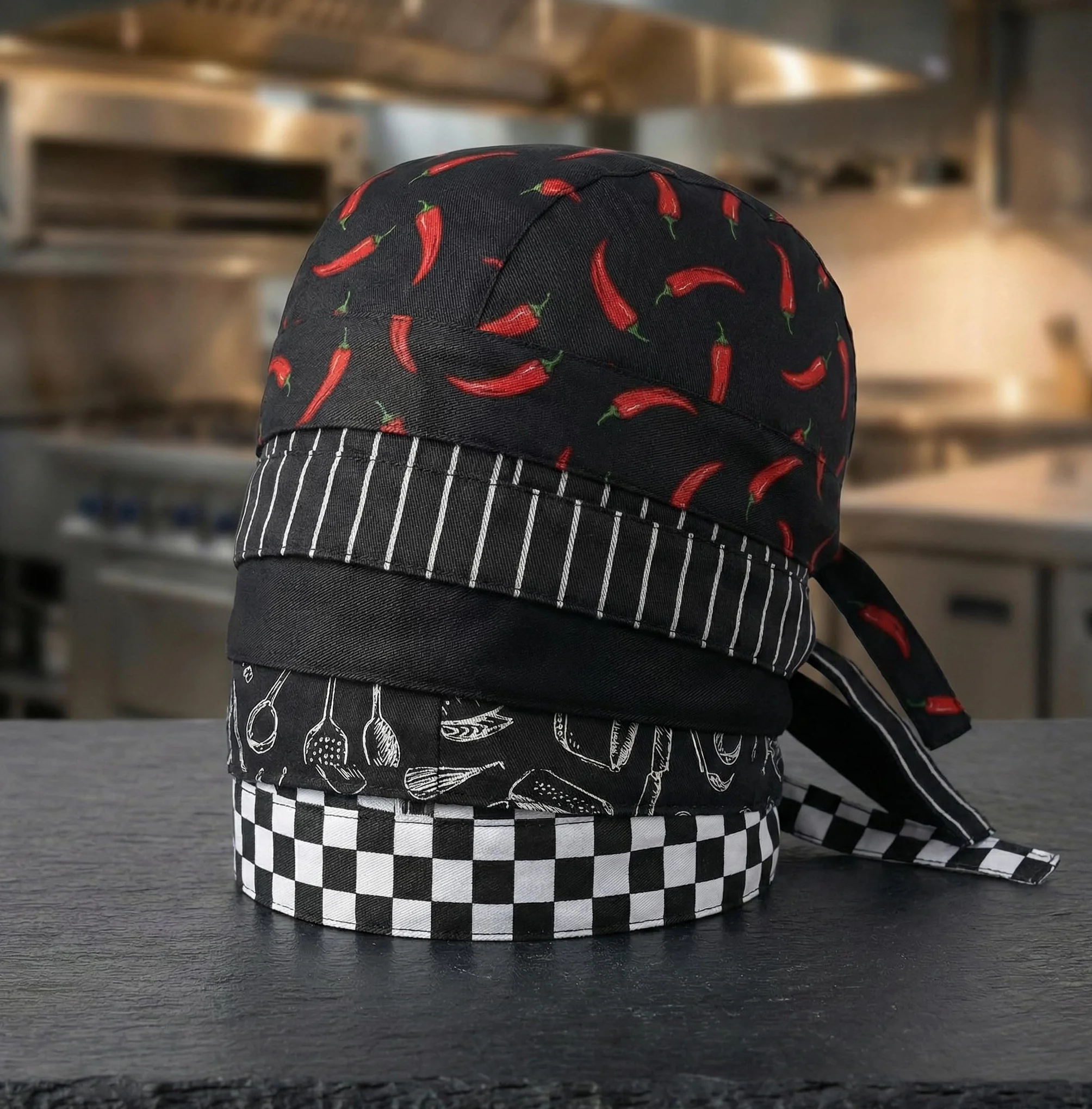 Gorros de Cocina Ajustables Bandana Chef Unisex Estilo Japonés 5 Piezas