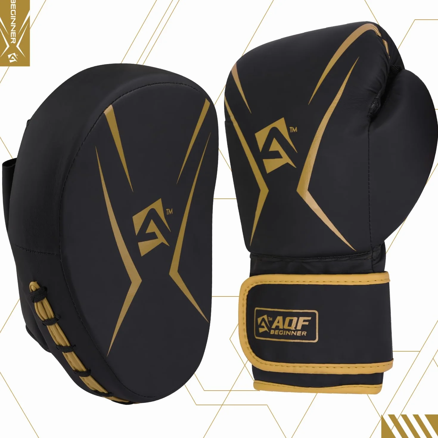 AQF Guantes de Boxeo Kit para Adultos con Manoplas y Almohadilla para Entrenamiento Kickboxing MMA Muay Thai