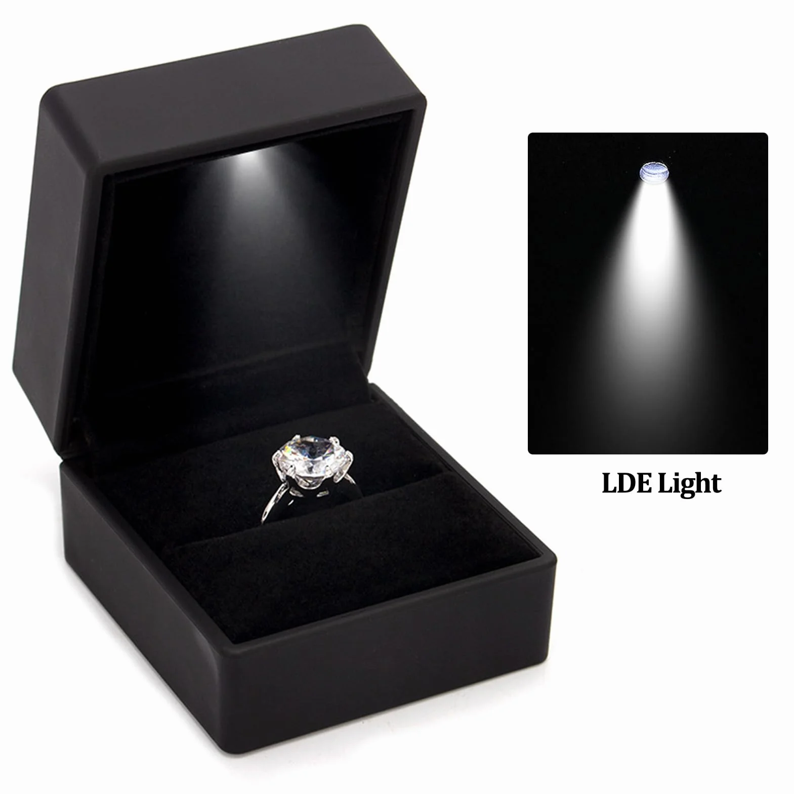 Caja de anillos,Light Ring Box,Jewelry Box,Caja de regalo de joyería,caja de almacenamiento,para Boda, propuesta,Compromiso,Aniversario(Negro)