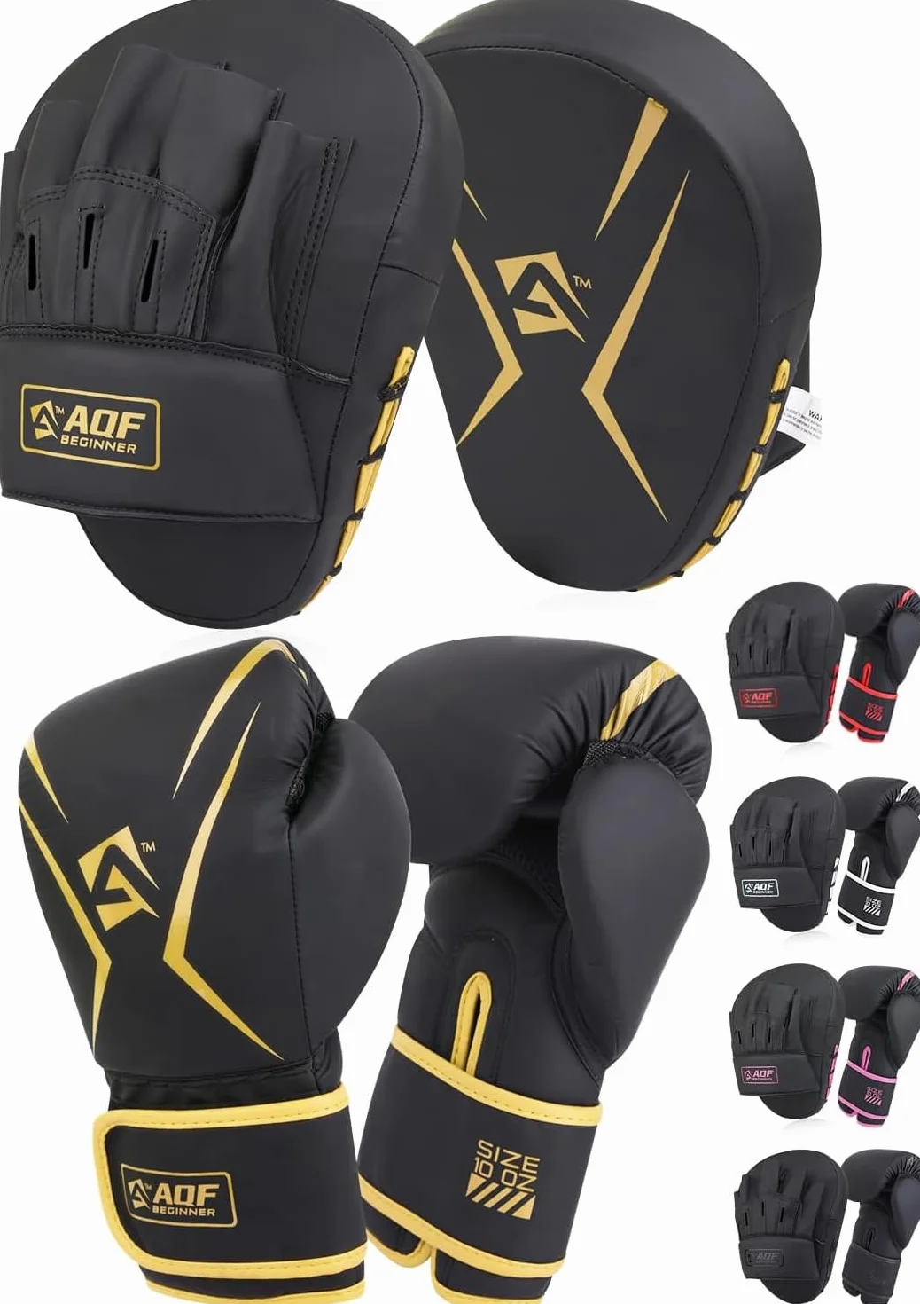 AQF Guantes de Boxeo Kit para Adultos con Manoplas y Almohadilla para Entrenamiento Kickboxing MMA Muay Thai