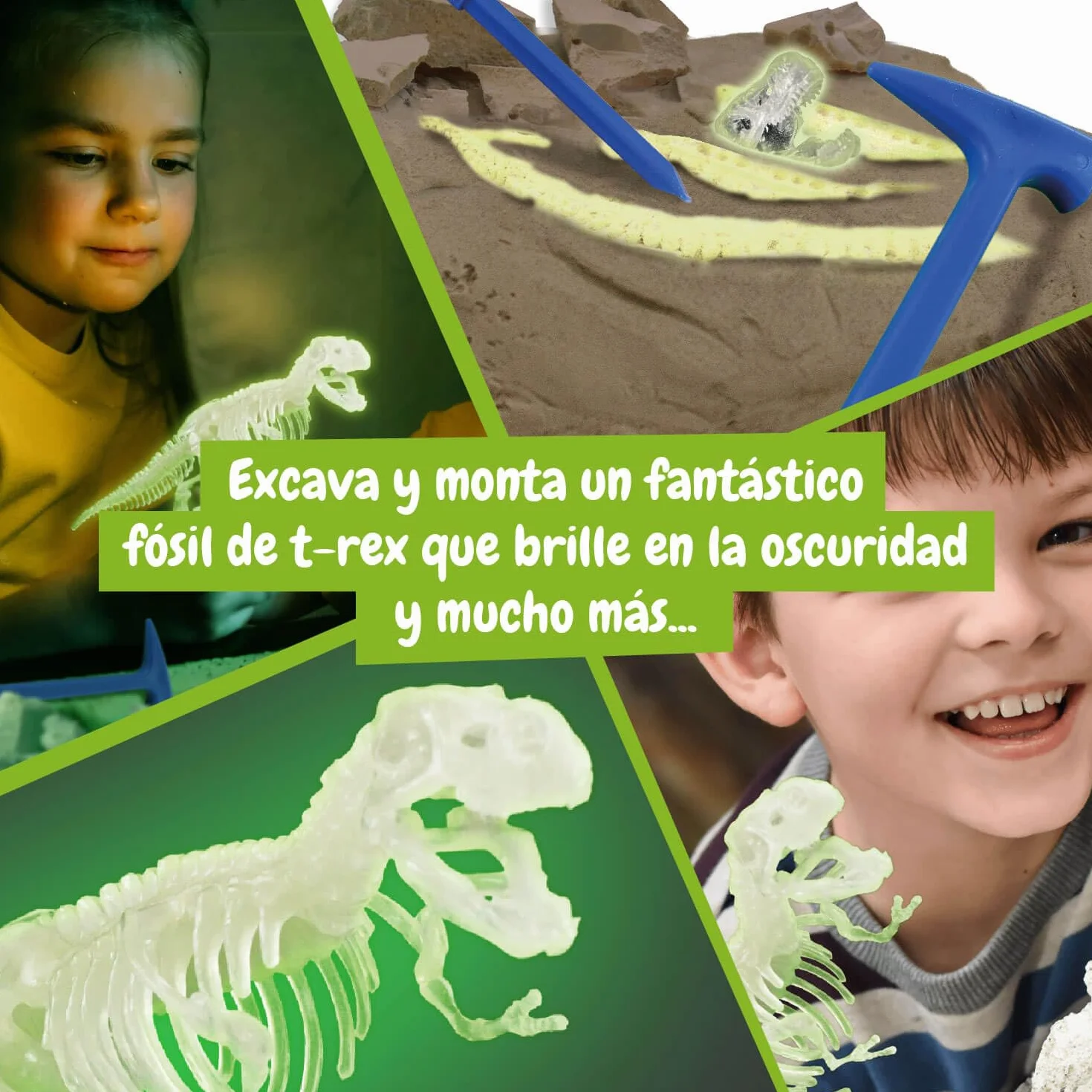Science4you T-Rex Excavaciones Fósiles para Niños - Excava y Encuentra Dinosaurios Que Brillan en la Oscuridad, Juguetes Regalos 6+ Años