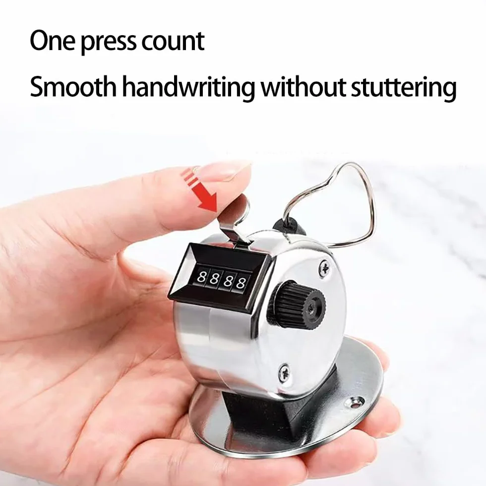 Contador Manual Metálico 4 Dígitos Clicker de Mano para Deporte