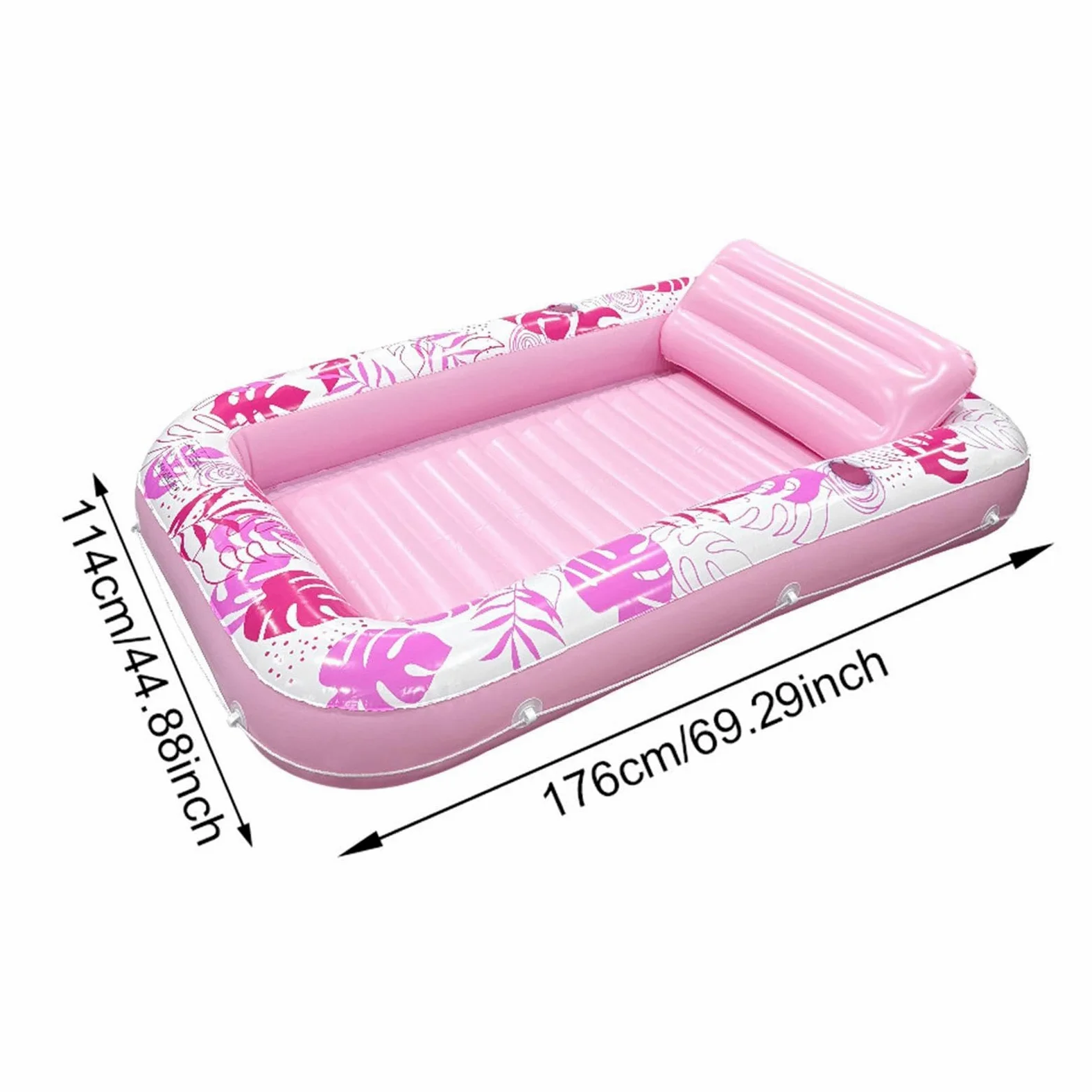 Flotador Inflable para Tumbona De Piscina, Cama De Bronceado Inflable Rectangular con Almohada Y Portavasos, Flotadores De Piscina Resistentes, Tumbona Flotante para Adultos, Playa De Verano