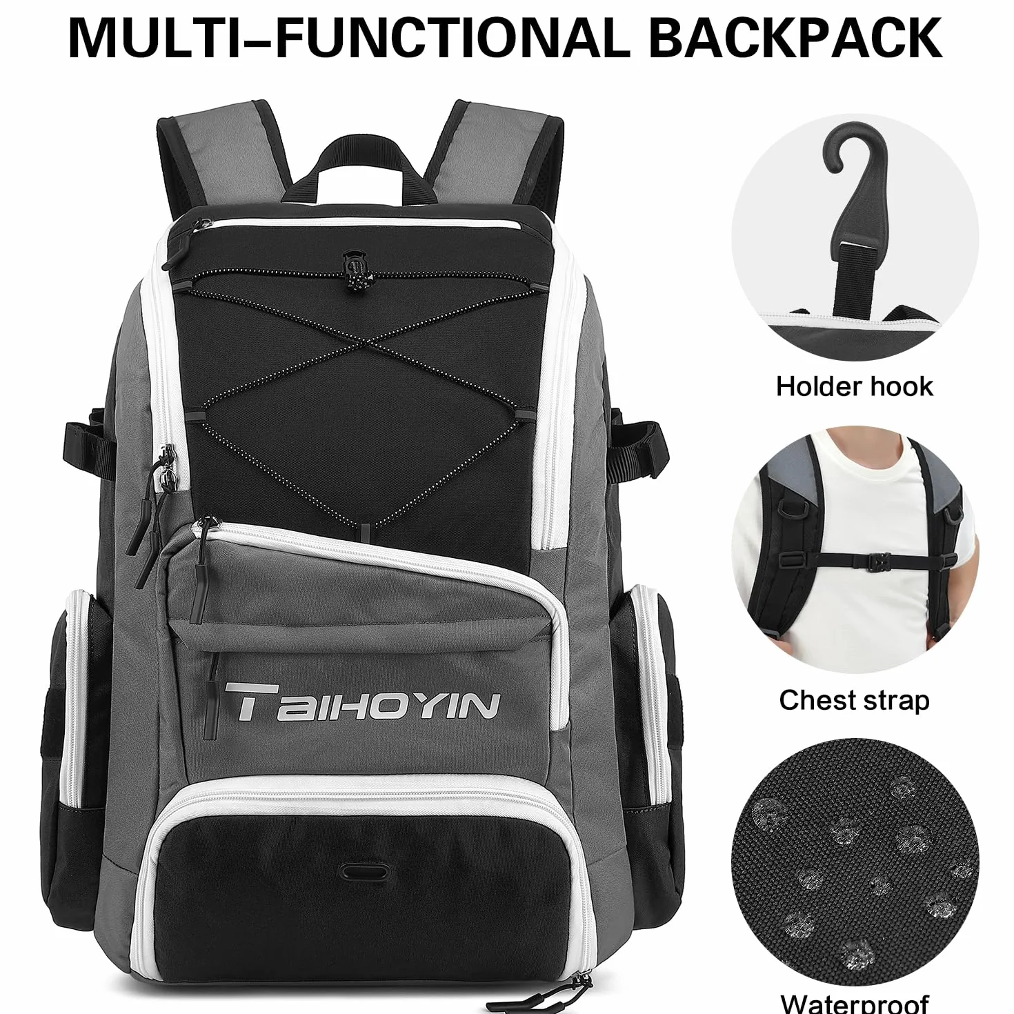 Bolsa de béisbol mochila de bate para equipo y sóftbol soporte para bates y guantes compartimento grande