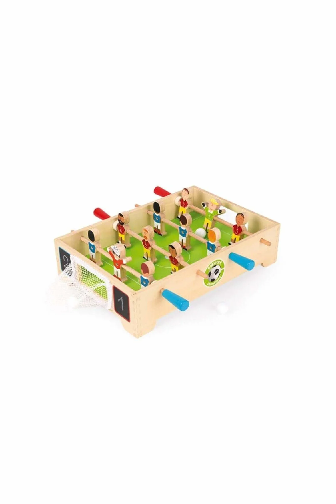 Janod - Mini Futbolín de Mesa en Madera Champions - Desde 3 años, J02070, Multicolor