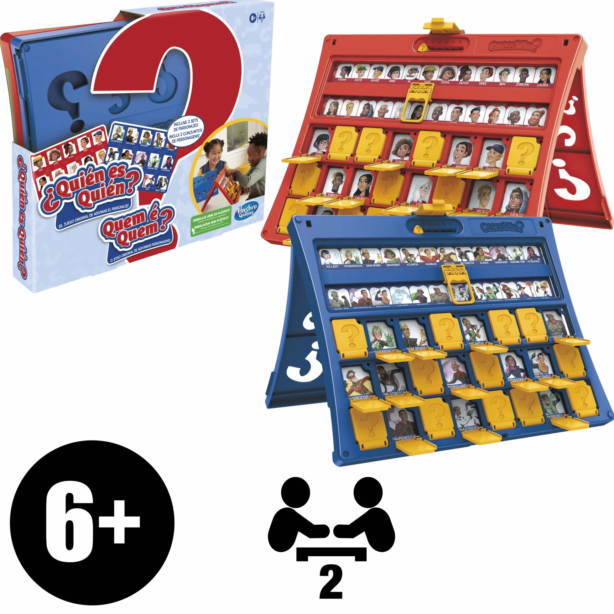 Hasbro Gaming ¿Quién Es Quién? Juego de Adivinar el Personaje y Superhéroes, Juego de Mesa para Jugar con Amigos y Familia para 2 Jugadores, Niños y Niñas de 6 Años o Más