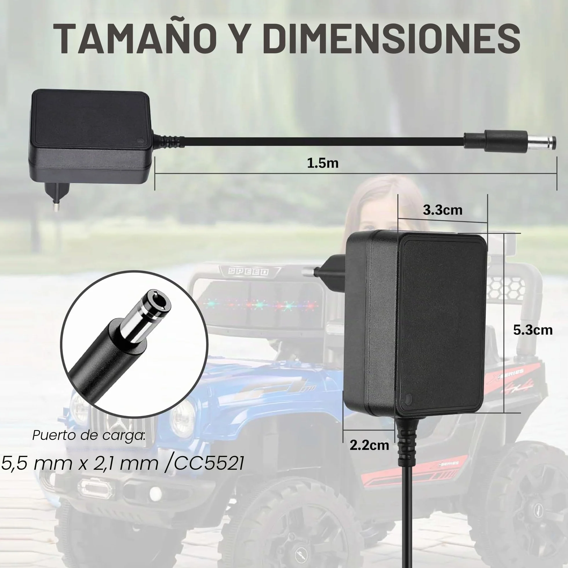 Cargador de 12 V para coche eléctrico infantil, cargador 12 V 1 A Ride on Toys Una variedad de vehículos eléctrico