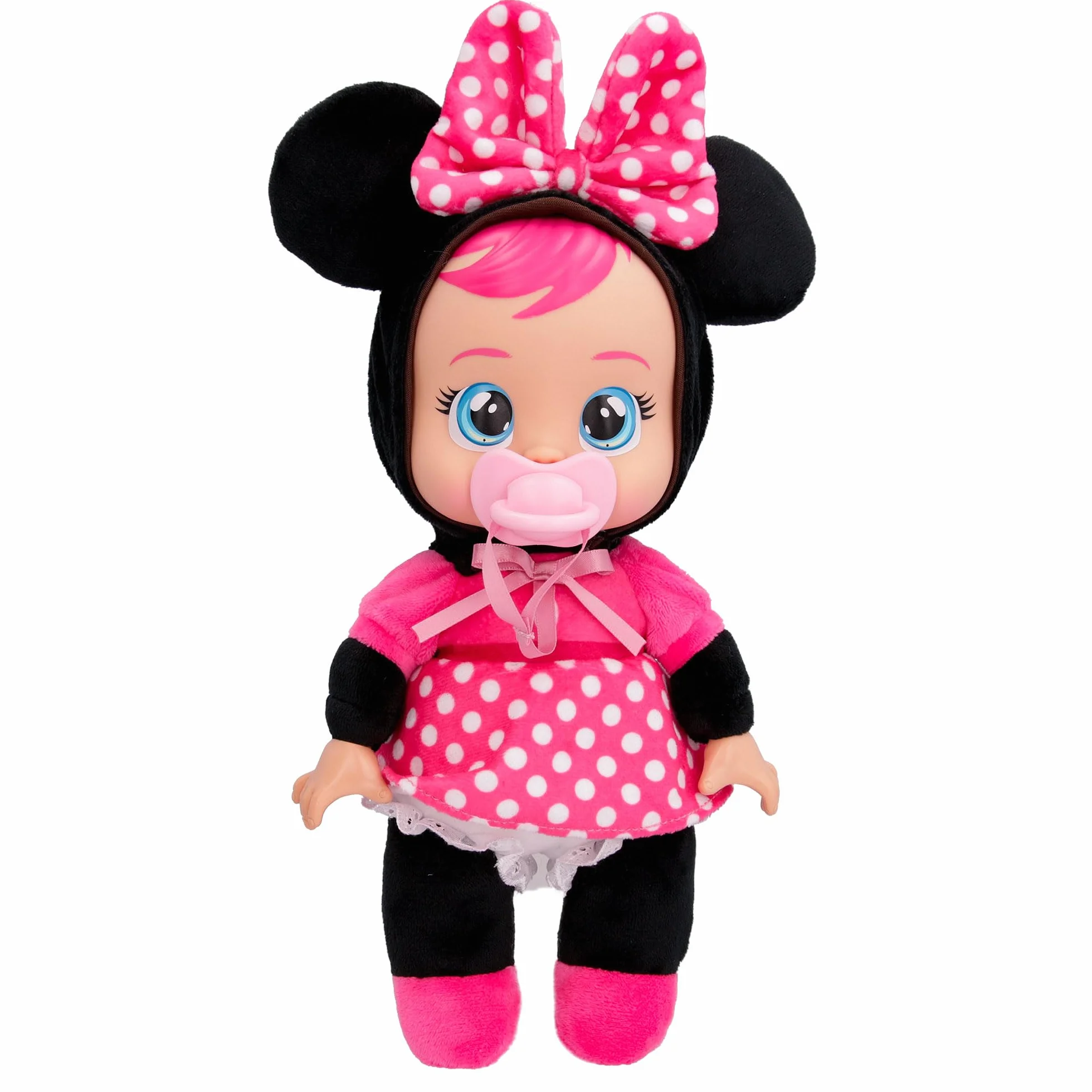 Bebés Llorones Tiny Cuddles Disney Minnie, Muñeca Suave y Blanda 25 cm, Llora Lagrimas de Verdad Incluye Pijama Disney, Juguete para niños y niñas +18 Meses
