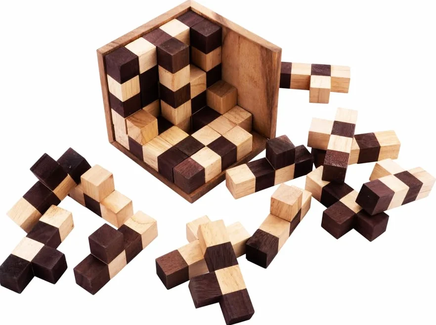 Engelhart Cubos Rompecabezas de Madera 25 Piezas Nivel difícil 14 x 14 x 14 cm