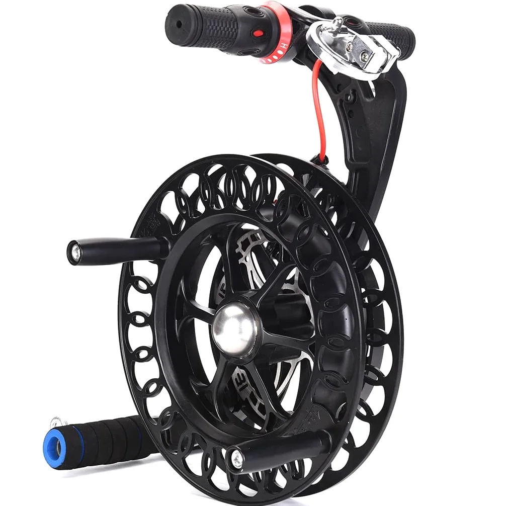 Carrete de Hilo para Cometas, con Rueda de Agarre y Freno, bloqueable, con Interruptor antirretroceso, Accesorio para Cometas de Exterior, para Adultos y niños (Color: Negro, tamaño: 28 cm)