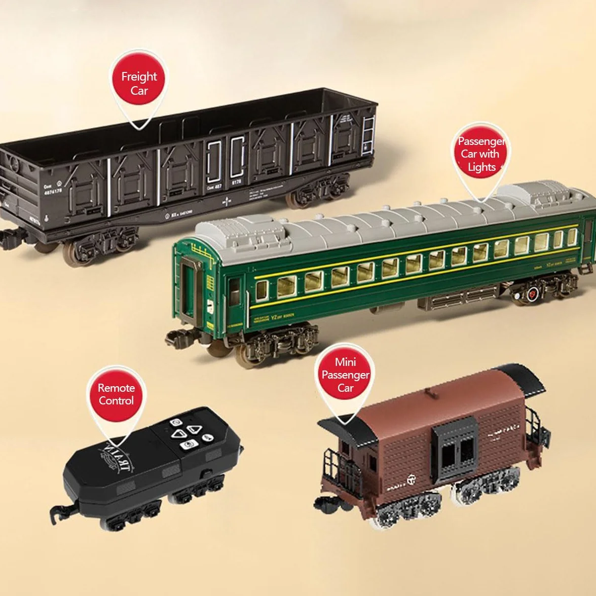Modelo de locomotora de vapor, juego de tren de Navidad eléctrico RC con carro y pista larga, decoración del hogar y juguetes para entusiastas de los trenes