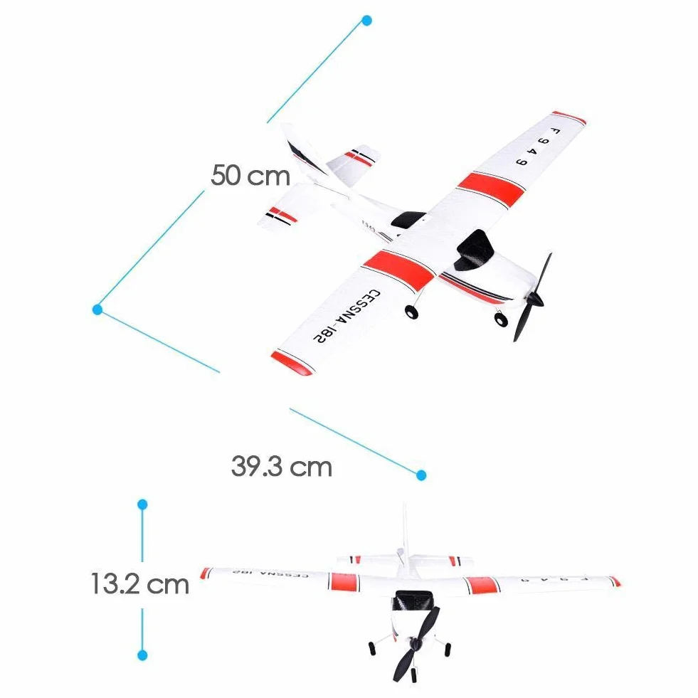 SATKIT WLToys Avión Radio Control Cessna 182 500mm Envergadura 3CH 2.4GHz Listo para Volar Acrobático EPS