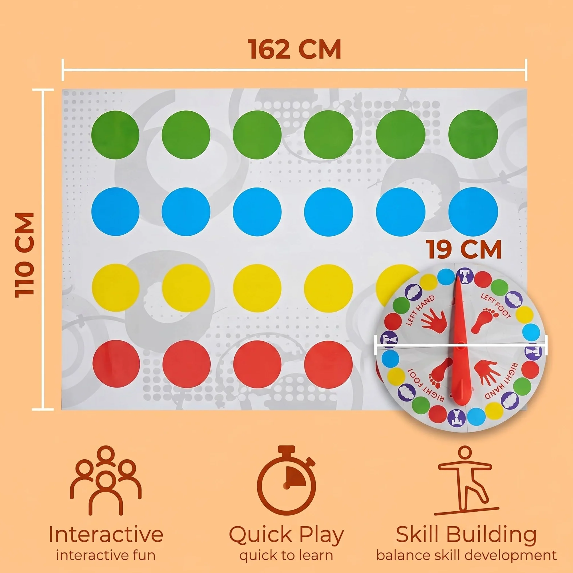 Juego Twister divertido, juego Twister para niños de 6 años en adelante, para 2 jugadores o más, diversión interactiva para toda la familia, juego de suelo Twister con tapete
