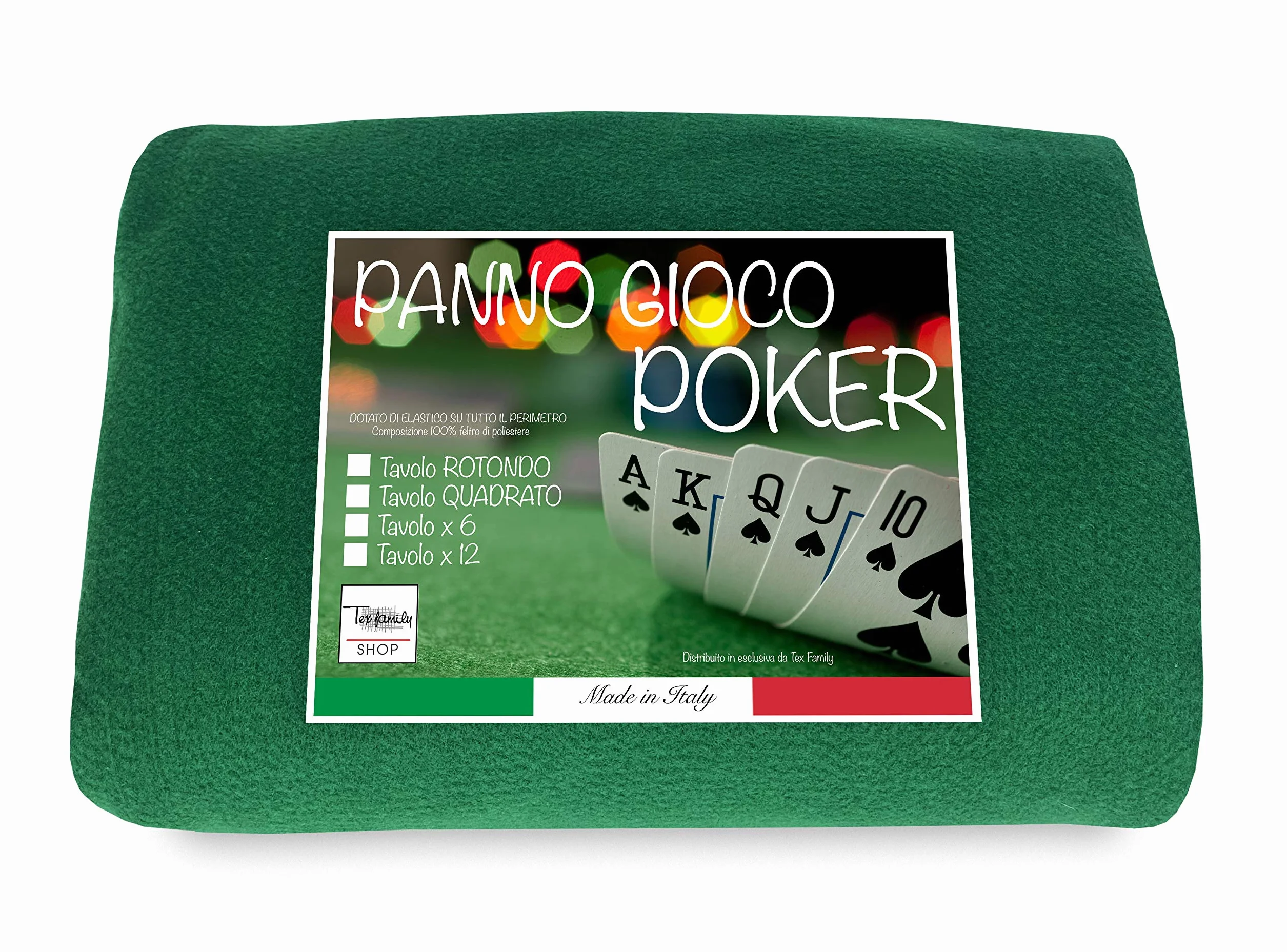 tex family Mantel para Juegos de Cartas como el póquer para Proteger la Mesa, Verde, 135 x 135 cm, Cuadrado