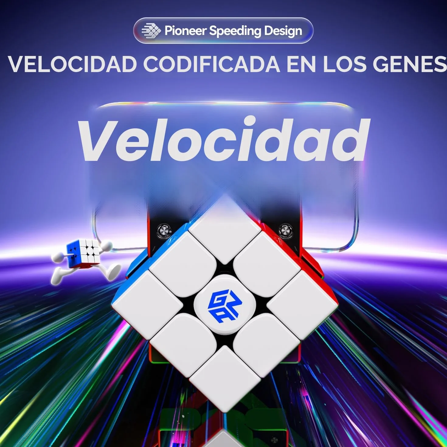 GAN V100 Maglev Speed Cube 3x3, Magnético Cubo Ultraligero de 64 g, Profesional Original Cubos de Velocidad, Apto Tanto para Niños como para Adultos, UV Version, Superficie Interior Negro 55mm