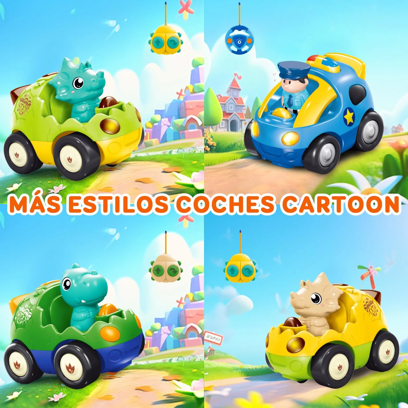 Coche de Dinosaurio RC para Niños Pequeños 18 Meses+ con Música y 2 Muñecas Intercambiables