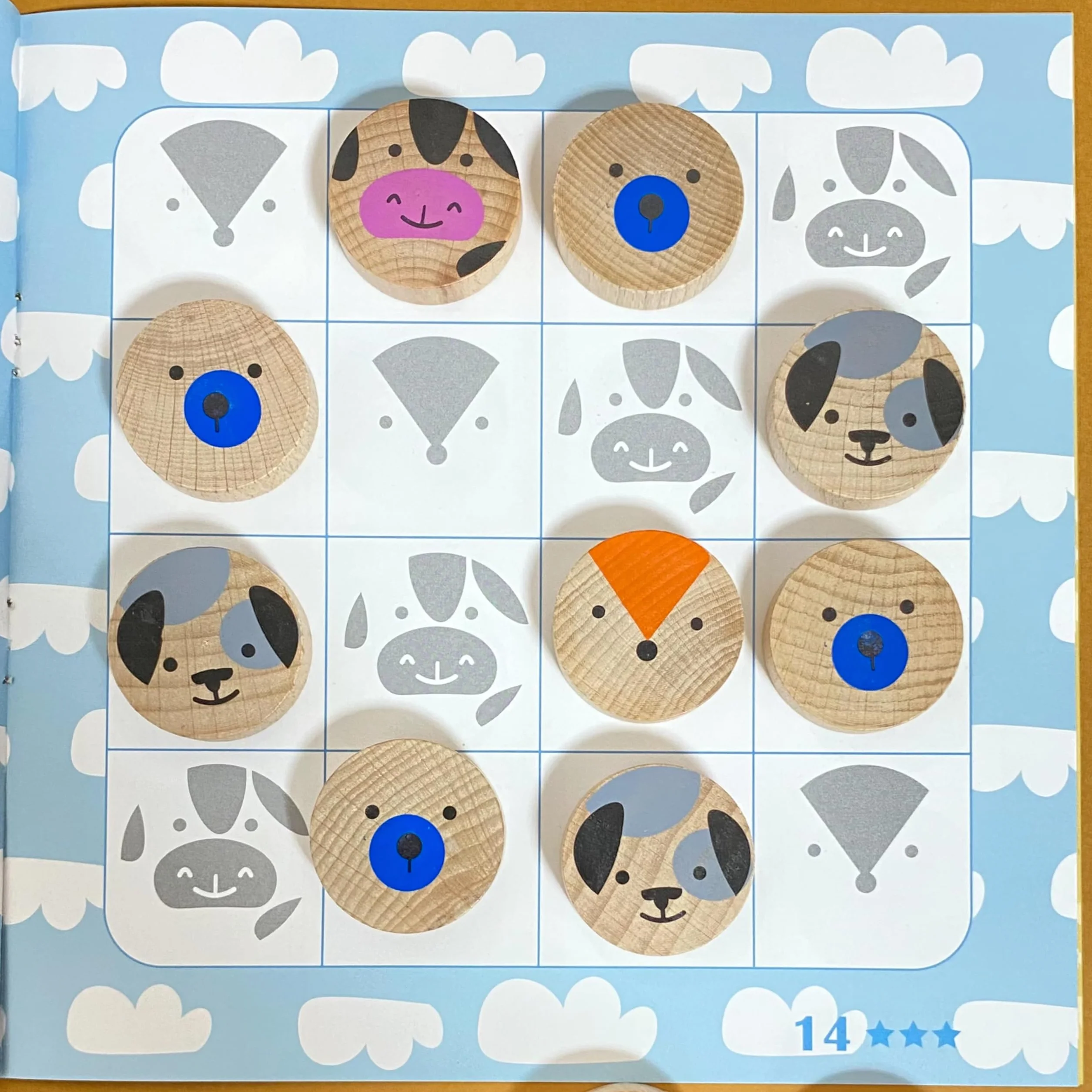 Sudoku Animales de Madera Juego Educativo 4x4 20 Tareas a Partir de 3 Años