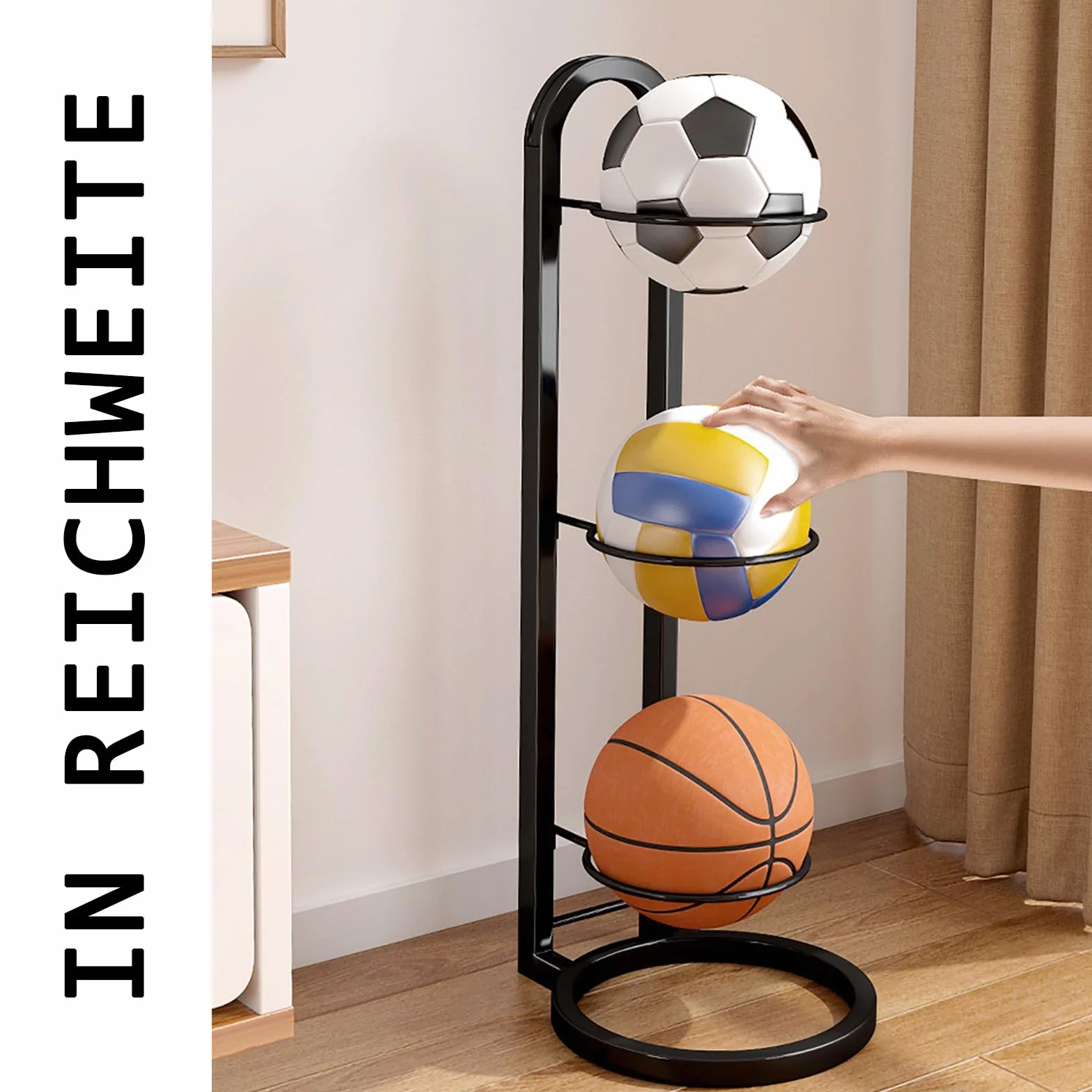 Soporte para balones verticales exhibición baloncesto fútbol voleibol