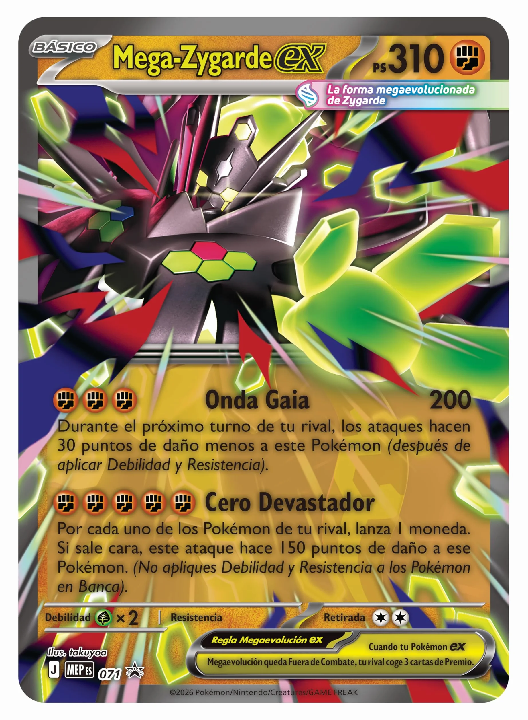 Pokémon Colección prémium Mega-Zygarde ex Carta promoción Gran tamaño 3D Pegatina Sobres Mejora