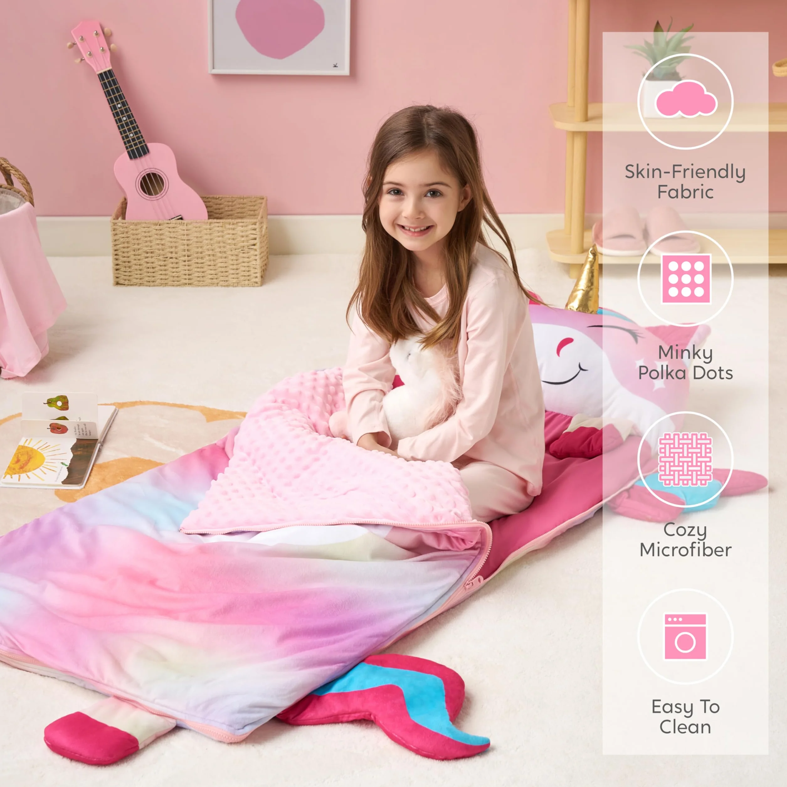 JOIEDOMI - Colchoneta para Siesta para niños pequeños con Almohada y Manta, a Partir de 3 años - Colchoneta para Siesta Preescolar