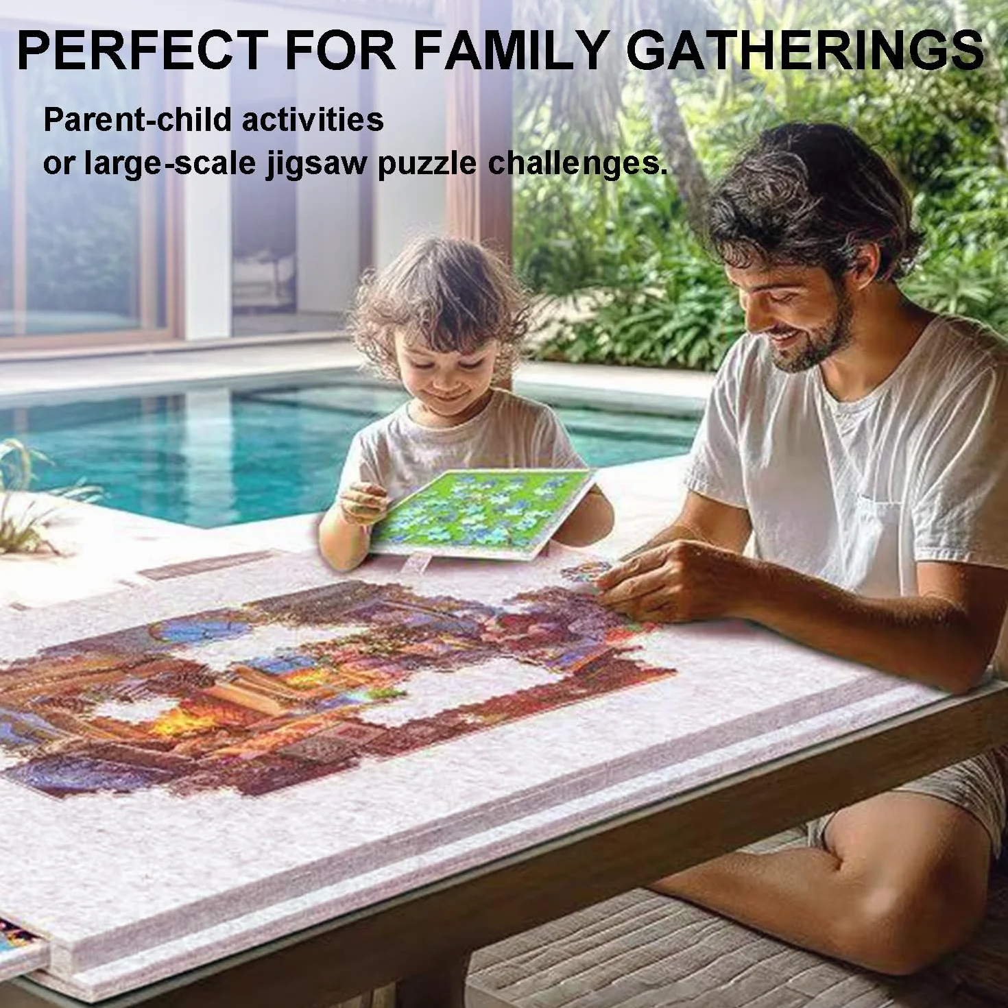 Tavola Pieghevole Per Puzzle Con Supporto e Copertina 2 In 1,Mesa Rompecabezas De 1000 Piezas,Tablero Portátil Con 6 Cajones,Placa De Cubierta Plegable,Fieltro Ligero,Para Adultos y Niños,Kaki