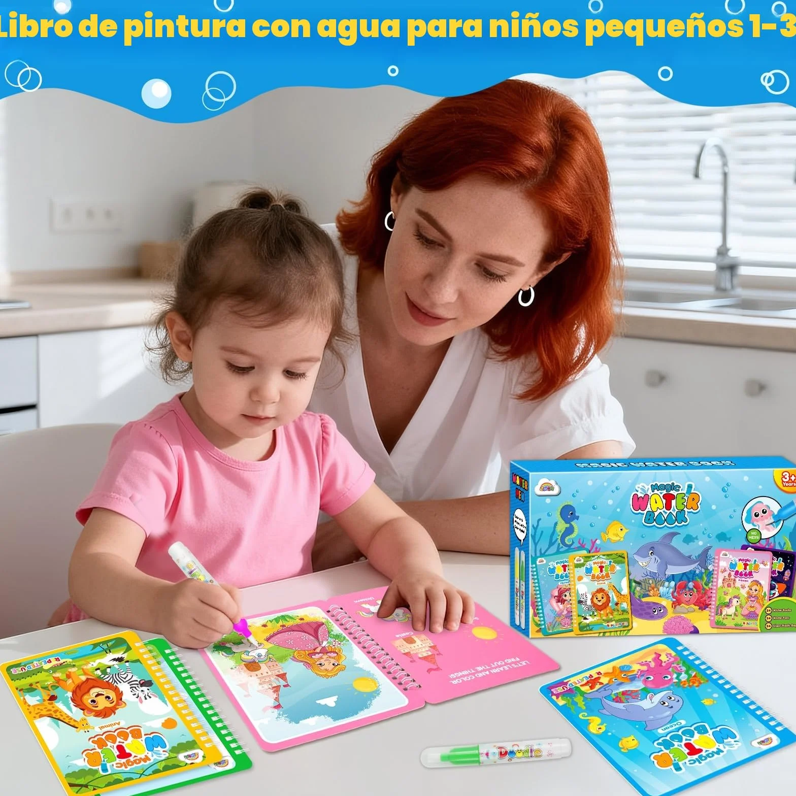 ZMLM 24 Libros de Colorear Magico Agua, Reutilizable Libro Colorear para 3-5 Años Detalles Cumpleaños Niños - Bolsitas cumpleaños infantiles - Regalos Cumpleaños Niños Colegio (Clásico)