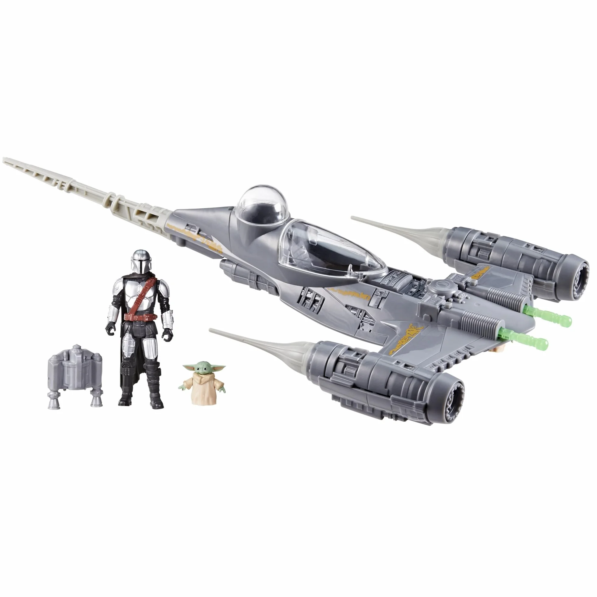 Star Wars Epic Hero Series The Mandalorian's N-1 Starfighter - Figuras de Acción Juguetes para el Juego de rol, Nave Estelar con Mandaloriano y Grogu (Baby Yoda)
