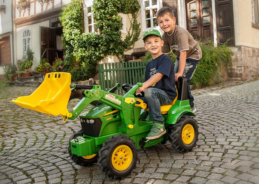 Rolly Schneider Novus 71 012 6 J. Deere 7930 - Tractor Miniatura con neumáticos, transmisión, Frenos y Pala de Carga (146 cm) [Importado de Alemania]