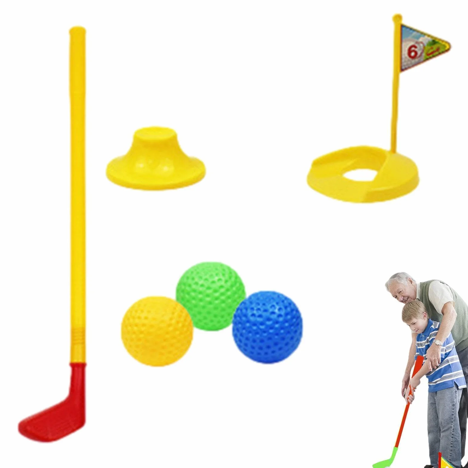 Juego de Golf para niños pequeños | Juego de Juguetes de Golf portátil para niños - de Juguetes de interacción Entre Padres e Hijos para pequeños, para césped, jardín, Patio