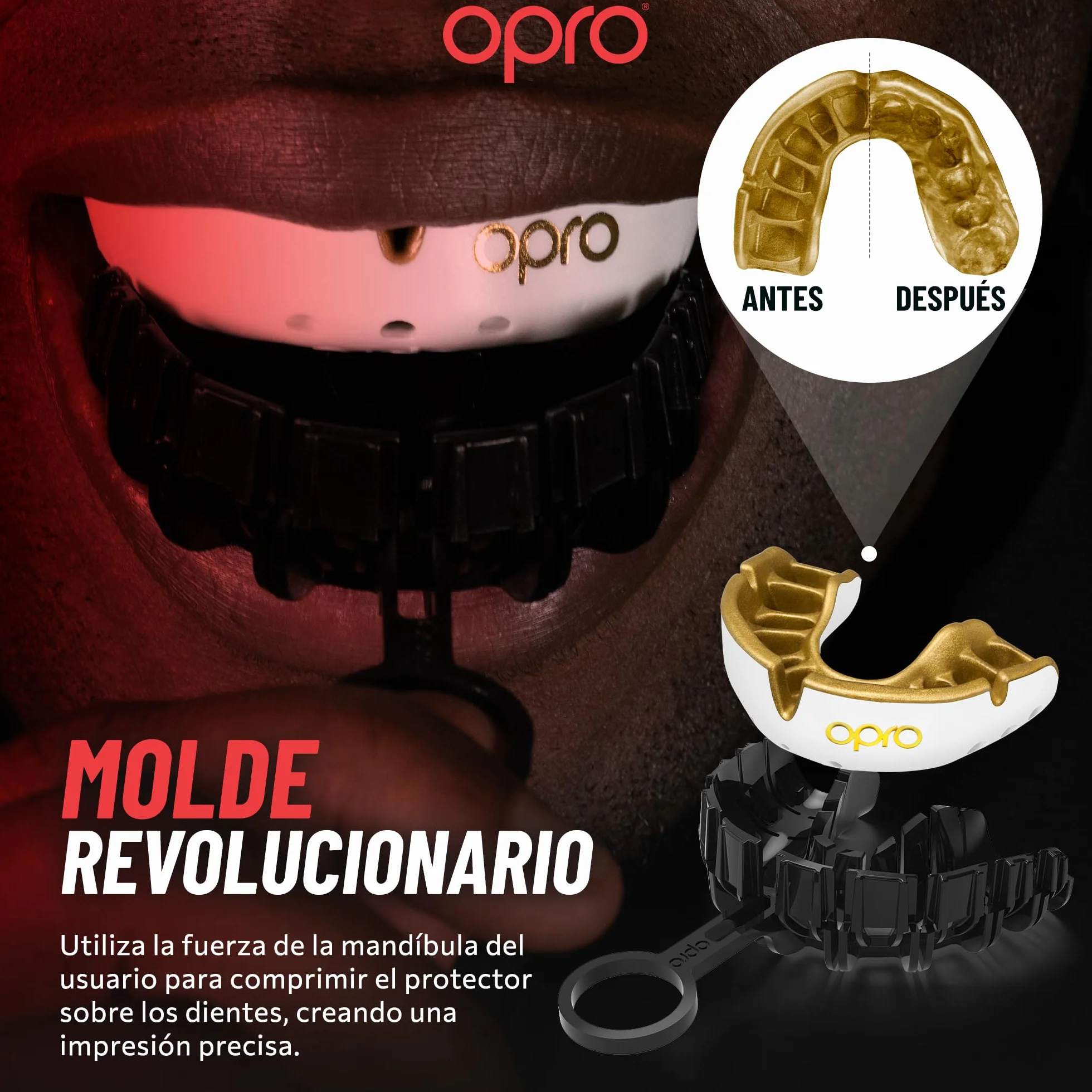 OPRO Protector Bucal Nivel Oro para Boxeo MMA BJJ Rugby Hockey Moldeo Fácil