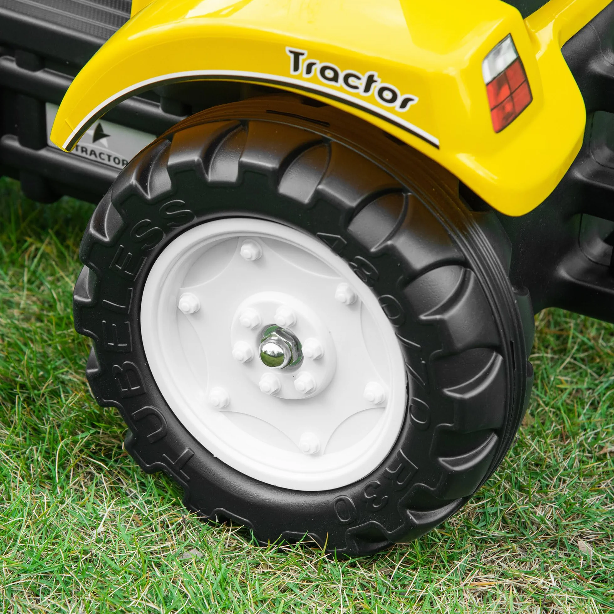 HOMCOM Tractor a Pedales para Niños de +3 Años Excavadora para Niños con Claxon y Pala Delantera Tractor Infantil para Exterior Carga 35kg 107x42x71 cm Amarillo