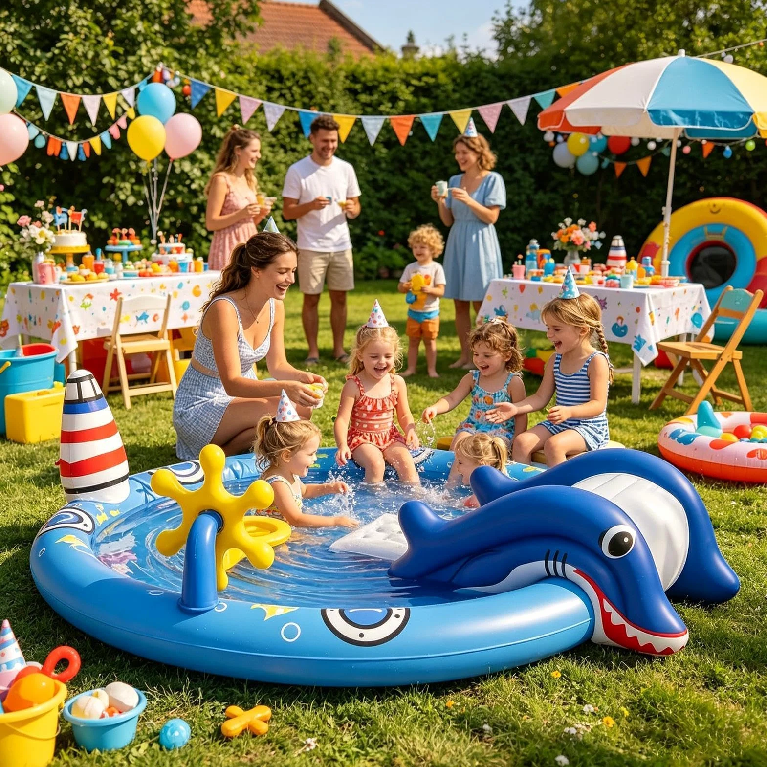 Piscina Hinchable Infantil Colchoneta Hinchable Divertida y Adorable | Piscina de natación infantil Para jugar con agua en verano al aire libre jardín patio terraza parque casa vacaciones