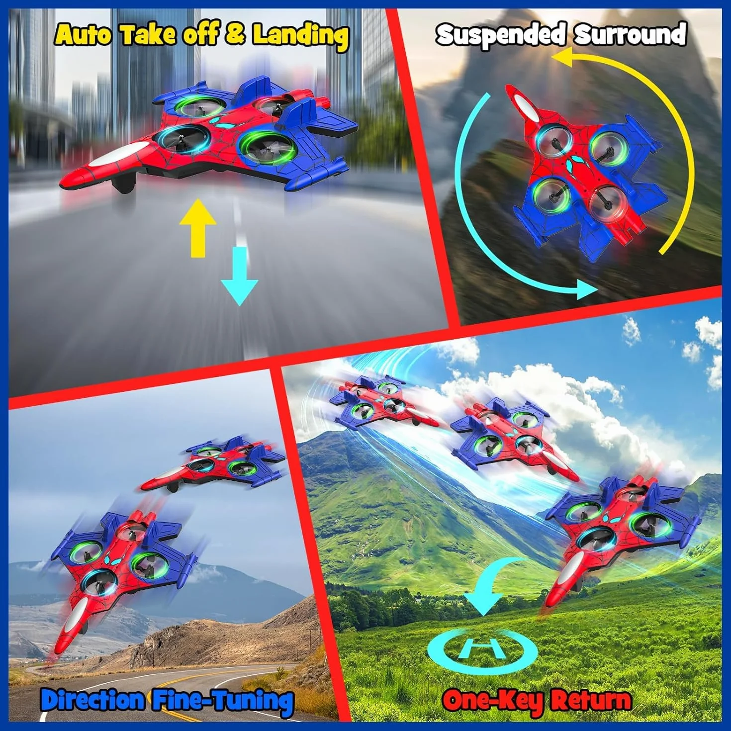 GraceDuck Avión RC para Niños de 8 Años en Adelante, Mini Drone para Niños, Avión de Combate Teledirigido, 360° Flip, Acrobacias, Juguete de Exterior, Regalo para Niños