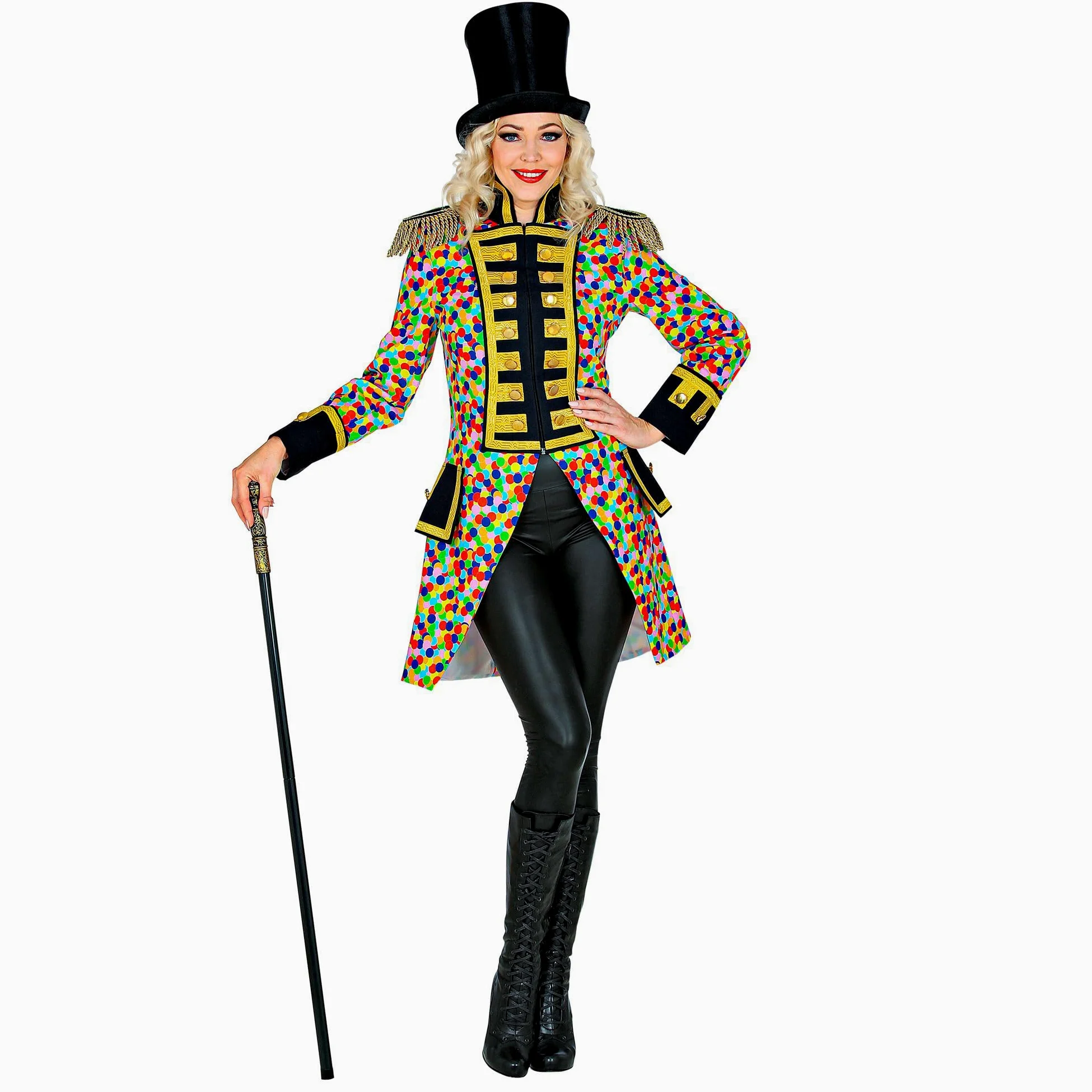W WIDMANN MILANO Party Fashion - disfraz desfile frac, arco iris, CSD, director de circo, uniforme de guardia, payaso, corista, disfraz de carnaval