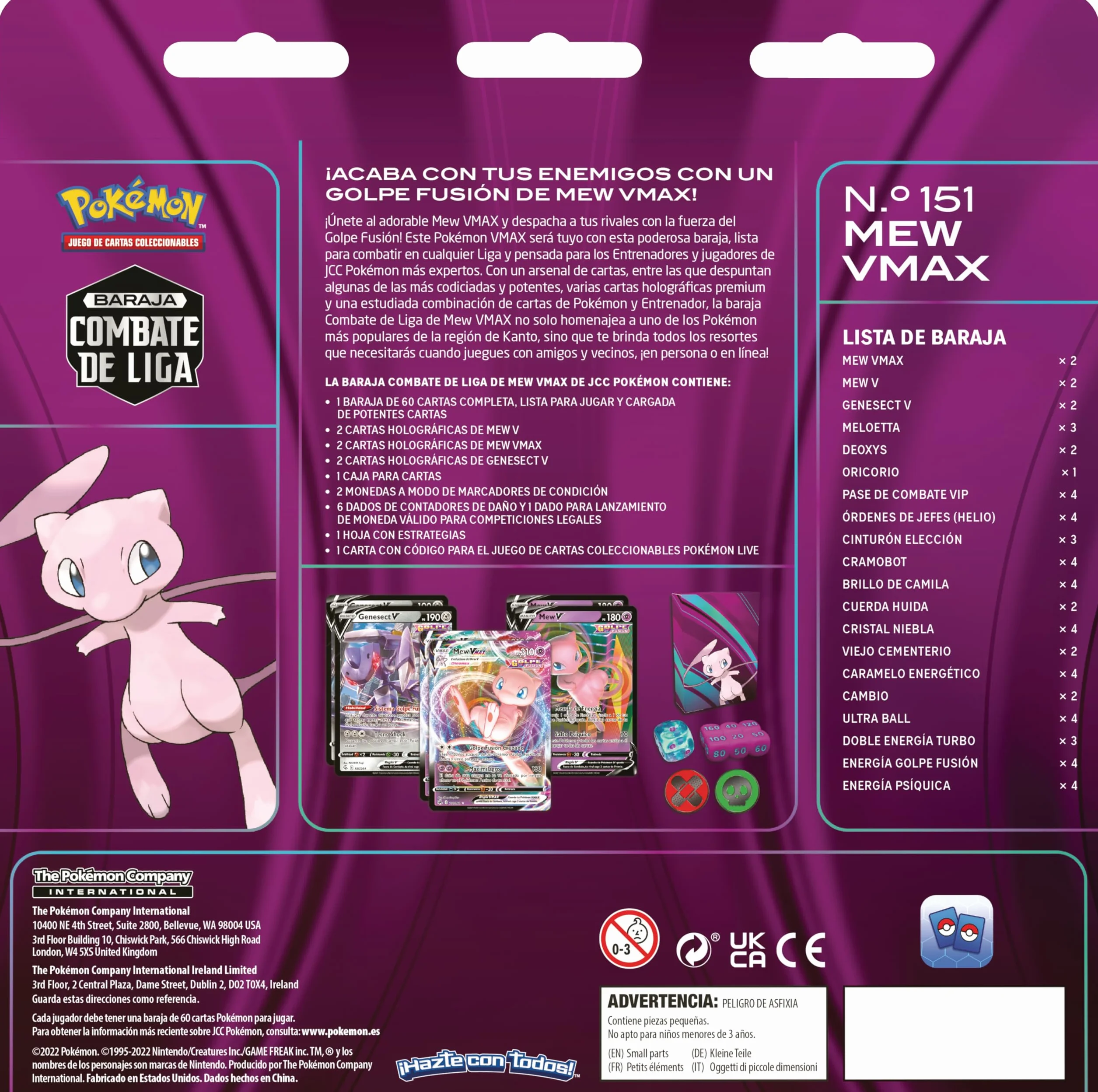 Pokémon Baraja Combate De Liga De Mew VMAX 60 Cartas Holográficas