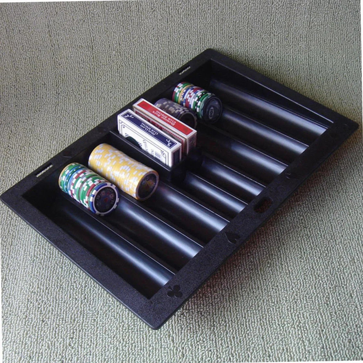 Bandeja para Fichas de Póquer y 2 Ranuras para de Plástico Negro Capacidad para 350 Fichas y Almacenamiento Organizado Adecuado para Juegos de Mesa