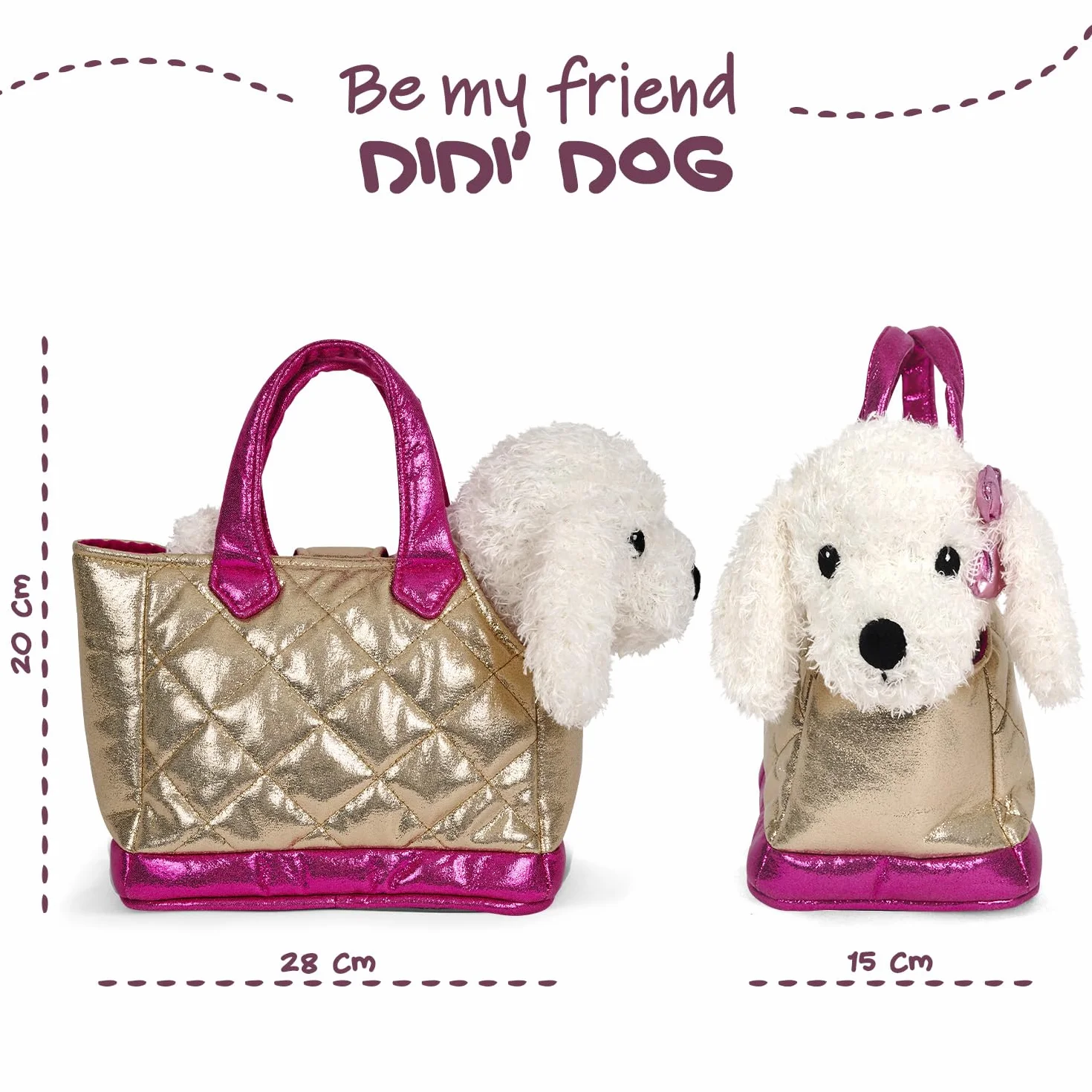 PERLETTI Bolso Niña con Peluche Extraíble 30x15x20cm Multicolor Suave Ligera